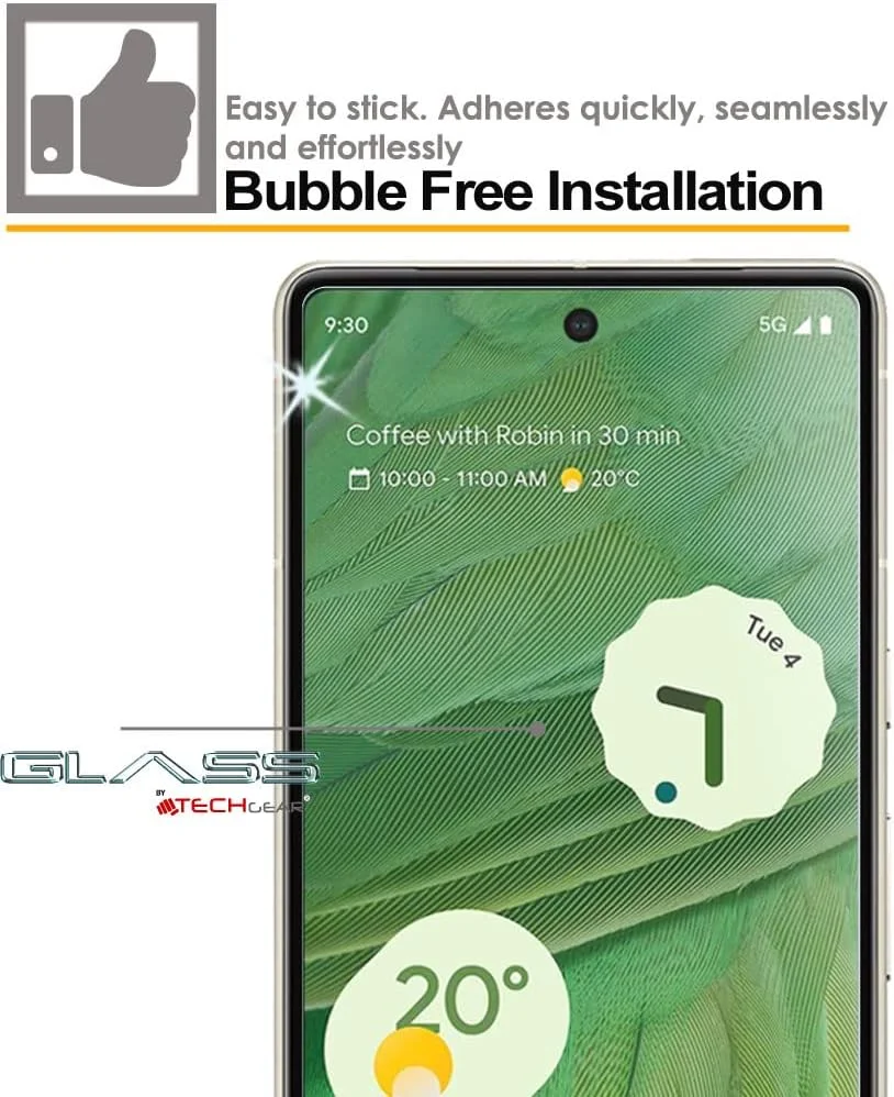 محافظ صفحه نمایش شیشه ای TECHGEAR سازگار با گوگل پیکسل 7، محافظ صفحه نمایش شیشه حرارت دیده (لبه گرد 2.5 بعدی) [سختی 9H] [شفافیت کریستالی] [مقاوم در برابر خراش] [بدون حباب]