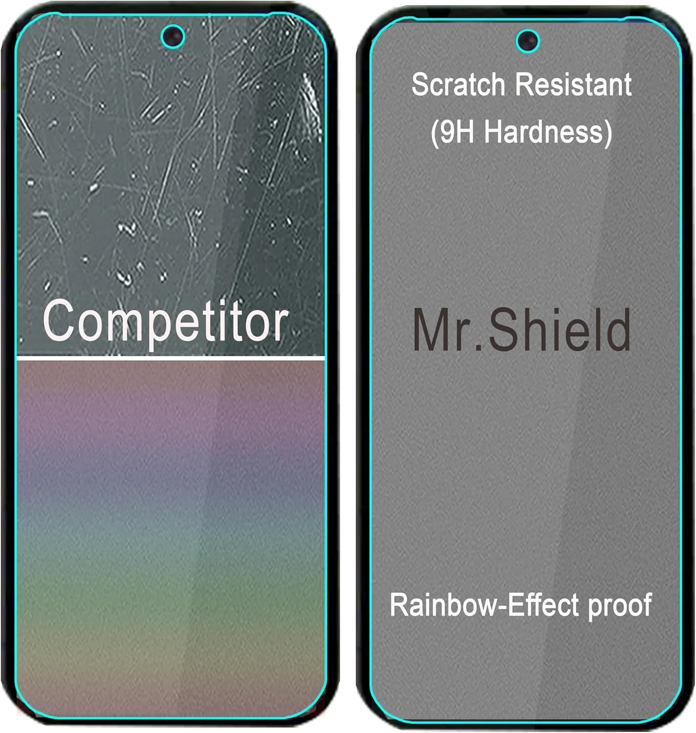 محافظ صفحه نمایش Mr.Shield سازگار با Google Pixel 9A [سازگار با باز کردن قفل اثر انگشت] [3 عدد] [شیشه حرارت دیده] [شیشه ژاپنی با سختی 9H]