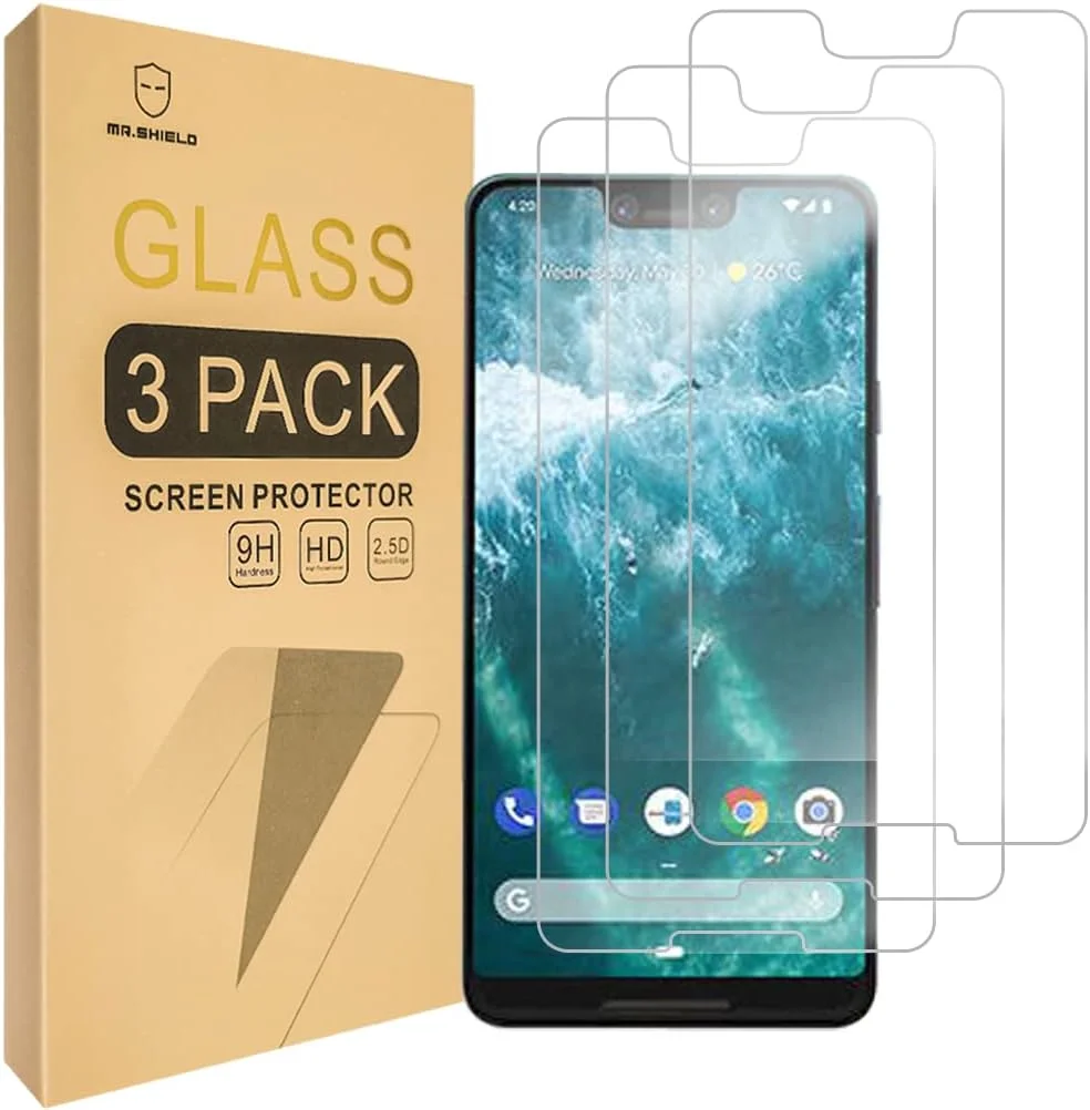 محافظ صفحه نمایش شیشه ای حرارت دیده [3 عددی] Mr.Shield، طراحی شده برای گوگل (Pixel 3 XL) 2018