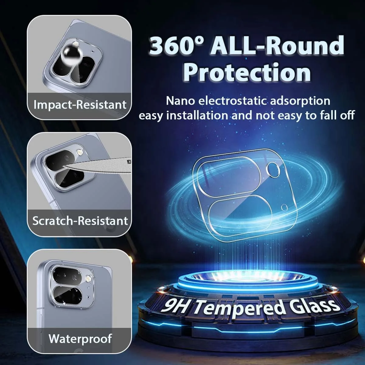 محافظ لنز دوربین شیشه ای Lutree برای گوگل پیکسل 10 پرو فولد، بسته 2 عددی، سختی 9H، ضد خش، شیشه محافظ لنز، محافظ صفحه نمایش دوربین عقب HD