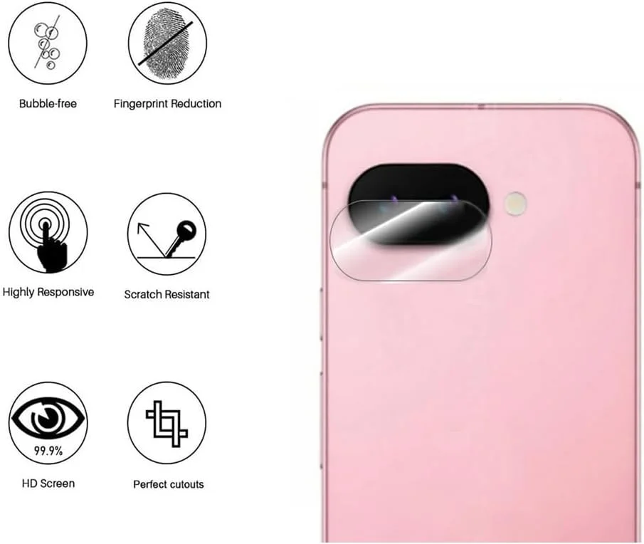 محافظ صفحه نمایش سازگار با Google Pixel 9a از QJONSIU، [2 عدد] محافظ صفحه نمایش تمام صفحه، [2 عدد] محافظ لنز دوربین شیشه ای حرارت دیده شفاف HD، [ضد خش]