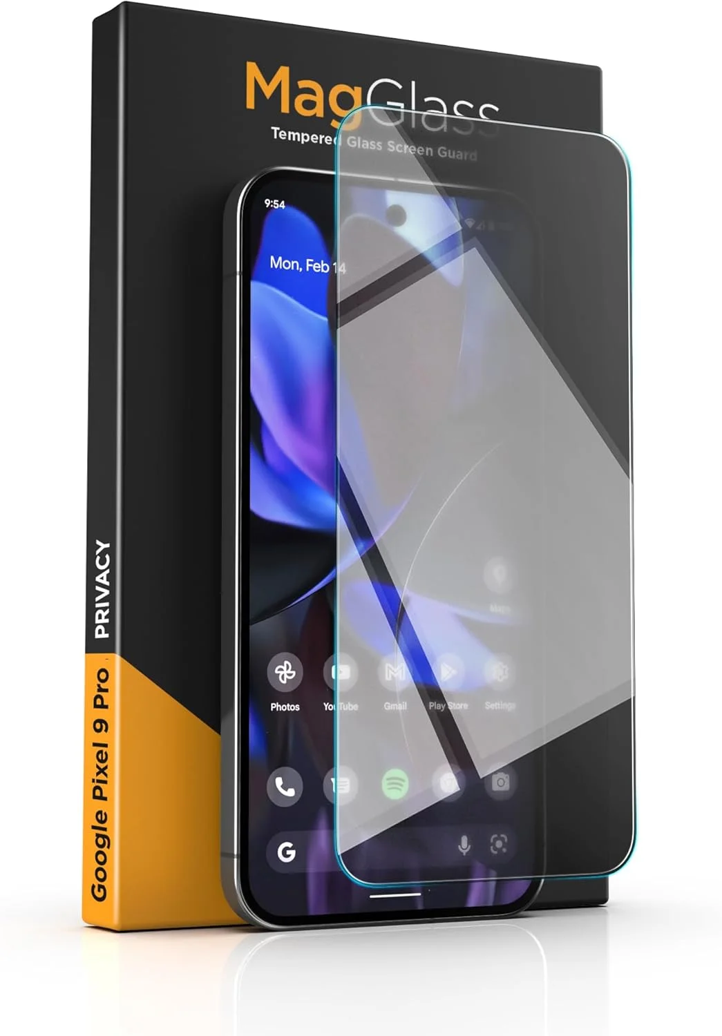 محافظ صفحه نمایش شیشه ای حرارت دیده magglass برای Google Pixel 9/9 Pro، سازگار با باز کردن قفل اثر انگشت به همراه اپلیکاتور تراز آسان (6.3 اینچ)