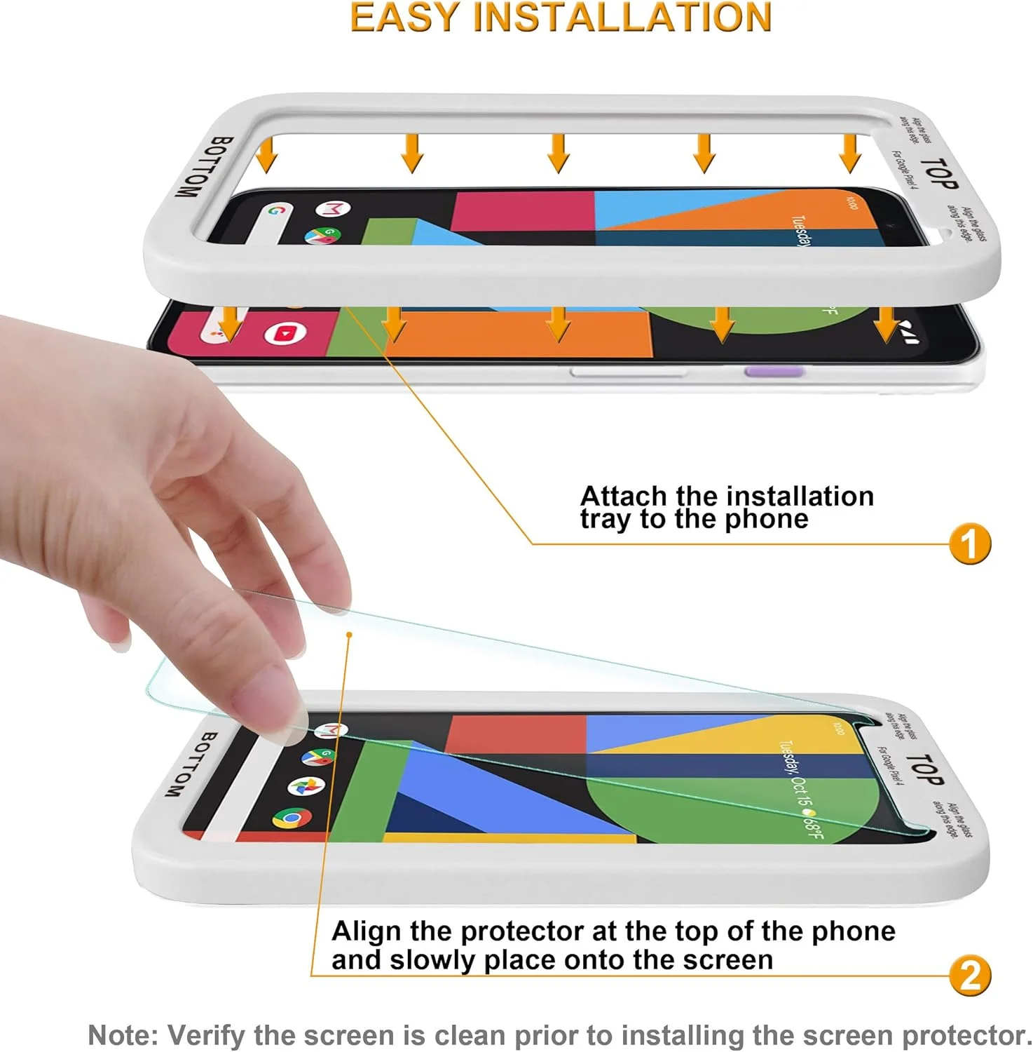 محافظ صفحه نمایش شیشه ای حرارت دیده سوپرشیلدز (3 عددی) طراحی شده برای گوگل پیکسل 4 به همراه (سینی نصب آسان) ضد خش و بدون حباب