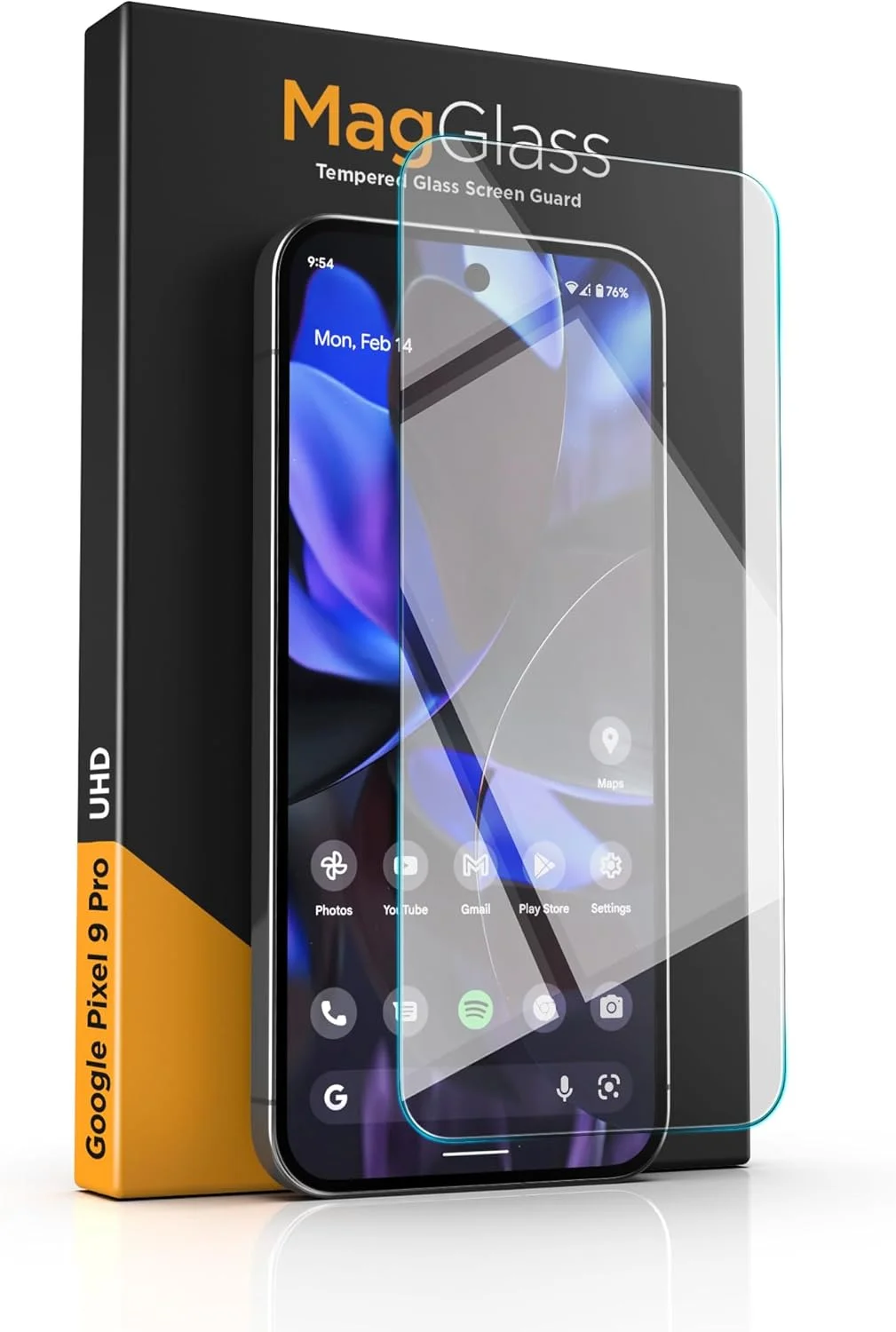 محافظ لنز دوربین و صفحه نمایش MagGlass برای گوگل پیکسل 9 پرو، شیشه حرارت دیده HD با پوشش کامل به همراه اپلیکاتور نصب آسان (فقط برای 9 پرو 6.3 اینچ)