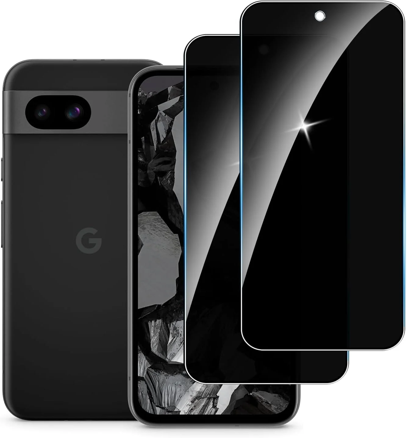 محافظ صفحه نمایش حریم خصوصی LYPHPE [بسته 2 عددی] برای Google Pixel 8a، محافظ صفحه نمایش شیشه ای حرارت دیده، سختی 9H، ضد خش، فوق العاده مقاوم، محافظت در برابر خراشیدگی، حریم خصوصی [ضد جاسوسی]