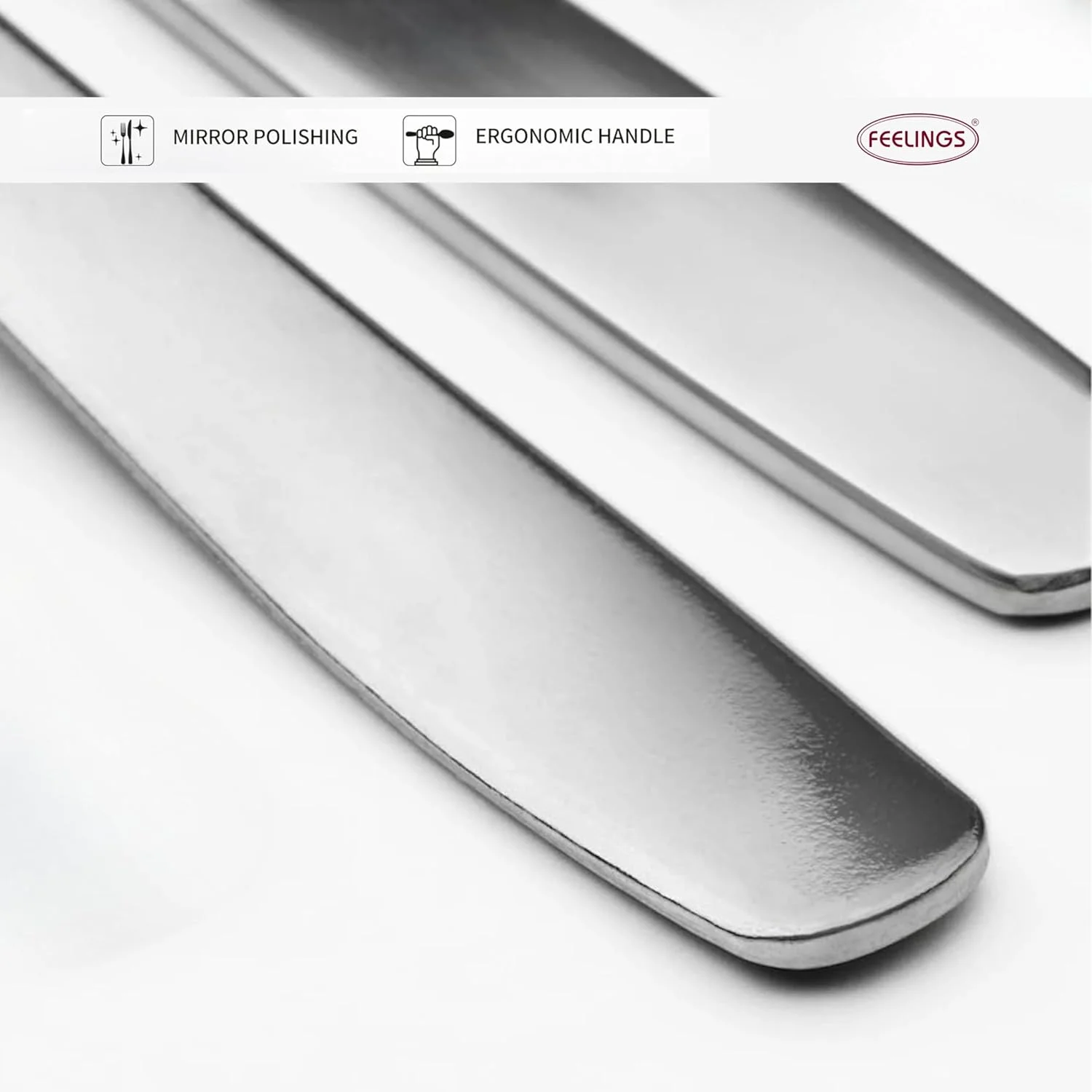 ست قاشق و چنگال 12 پارچه استیل FEELINGS | شامل 6 قاشق و 6 چنگال | کارد و چنگال با کیفیت عالی برای غذاخوری، آشپزخانه و استفاده روزمره