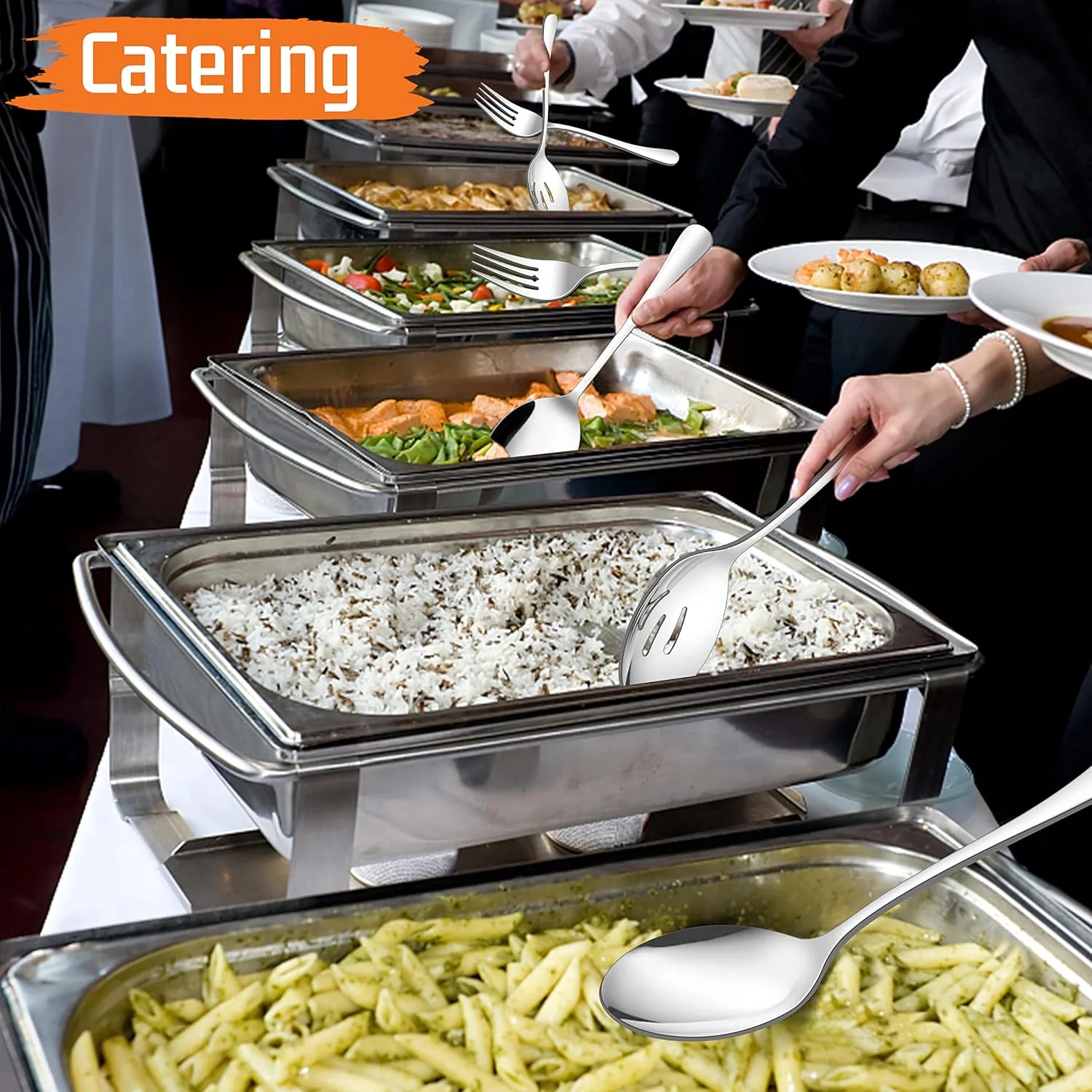 ست 8 عددی ظروف سرو بزرگ E-far، شامل قاشق های سرو استیل ضد زنگ 25 سانتی متری، قاشق سوراخ دار، چنگال سرو 25 سانتی متری، انبر سرو 24 سانتی متری برای بوفه، پذیرایی، پرداخت آینه ای و قابل شستشو در ماشین ظرفشویی ست 8 عددی ظروف سرو بزرگ E-far، شامل قاشق های سرو استیل ضد زنگ 25 سانتی متری، قاشق سوراخ دار، چنگال سرو 25 سانتی متری، انبر سرو 24 سانتی متری برای بوفه، پذیرایی، پرداخت آینه ای و قابل شستشو در ماشین ظرفشویی