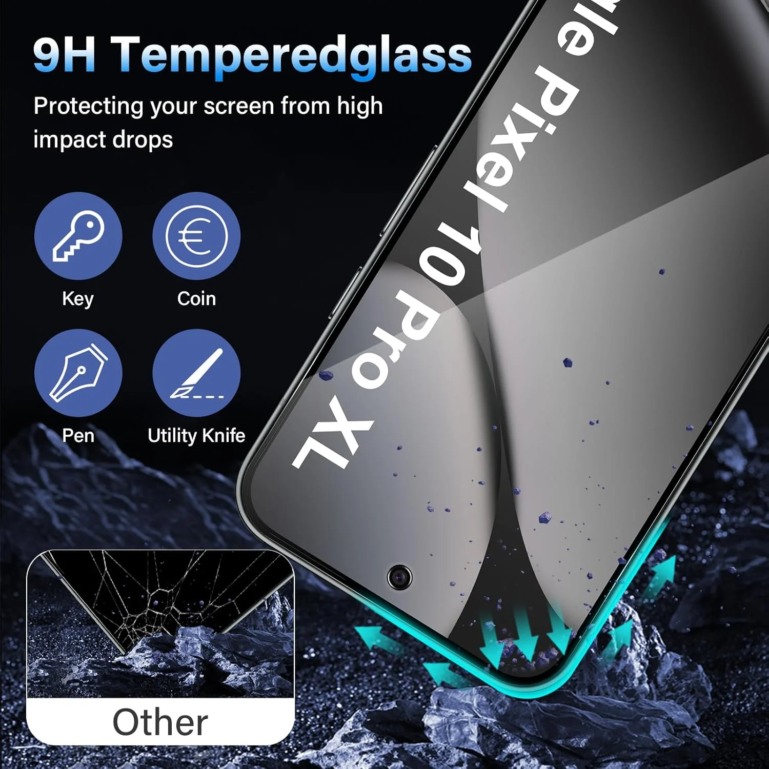 محافظ صفحه نمایش حریم خصوصی تمام صفحه Funrae برای Google Pixel 10 Pro XL/Pixel 9 Pro XL از جنس شیشه حرارت دیده، فیلم ضد جاسوسی با سختی 9H، شیشه محافظ حریم خصوصی، محافظ صفحه نمایش حریم خصوصی ضد جاسوسی [بسته]