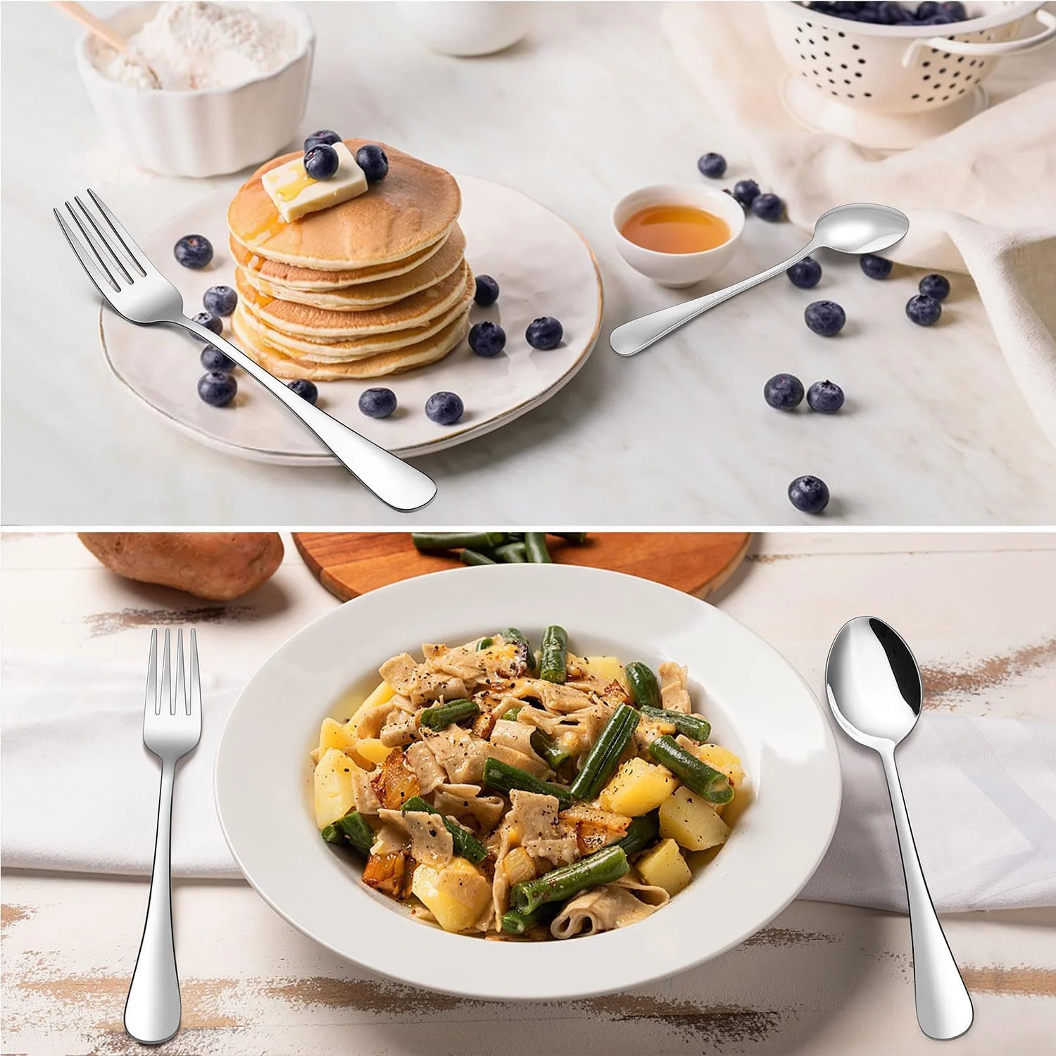 ست قاشق و چنگال 24 پارچه E-far، ست کارد و چنگال استیل ضد زنگ، لوازم غذاخوری برای 6 نفر، قاشق، چنگال، چاقو برای آشپزخانه منزل، ظروف غذاخوری برای شام، طراحی ساده و پرداخت آینه ای، قابل شستشو در ماشین ظرفشویی ست قاشق و چنگال 24 پارچه E-far، ست کارد و چنگال استیل ضد زنگ، لوازم غذاخوری برای 6 نفر، قاشق، چنگال، چاقو برای آشپزخانه منزل، ظروف غذاخوری برای شام، طراحی ساده و پرداخت آینه ای، قابل شستشو در ماشین ظرفشویی