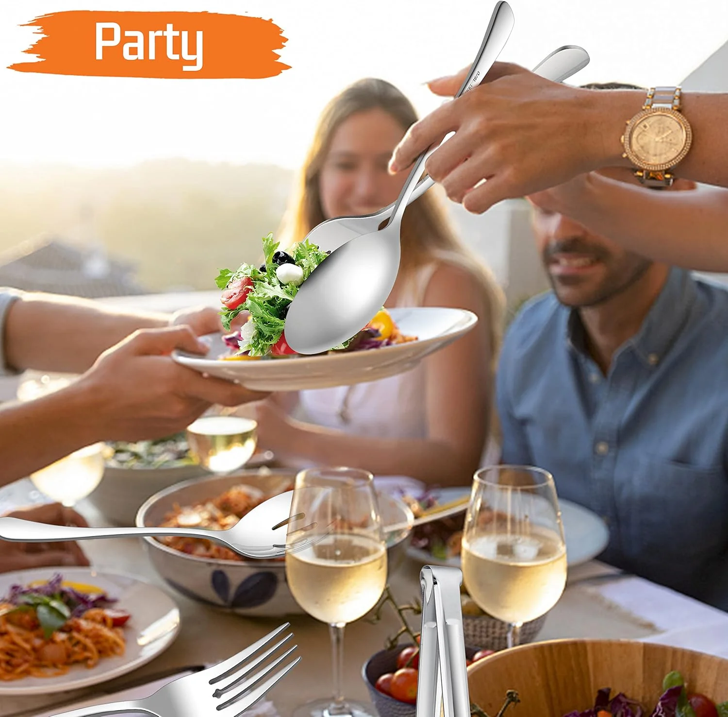 ست 8 عددی ظروف سرو بزرگ E-far، شامل قاشق های سرو استیل ضد زنگ 25 سانتی متری، قاشق سوراخ دار، چنگال سرو 25 سانتی متری، انبر سرو 24 سانتی متری برای بوفه، پذیرایی، پرداخت آینه ای و قابل شستشو در ماشین ظرفشویی ست 8 عددی ظروف سرو بزرگ E-far، شامل قاشق های سرو استیل ضد زنگ 25 سانتی متری، قاشق سوراخ دار، چنگال سرو 25 سانتی متری، انبر سرو 24 سانتی متری برای بوفه، پذیرایی، پرداخت آینه ای و قابل شستشو در ماشین ظرفشویی