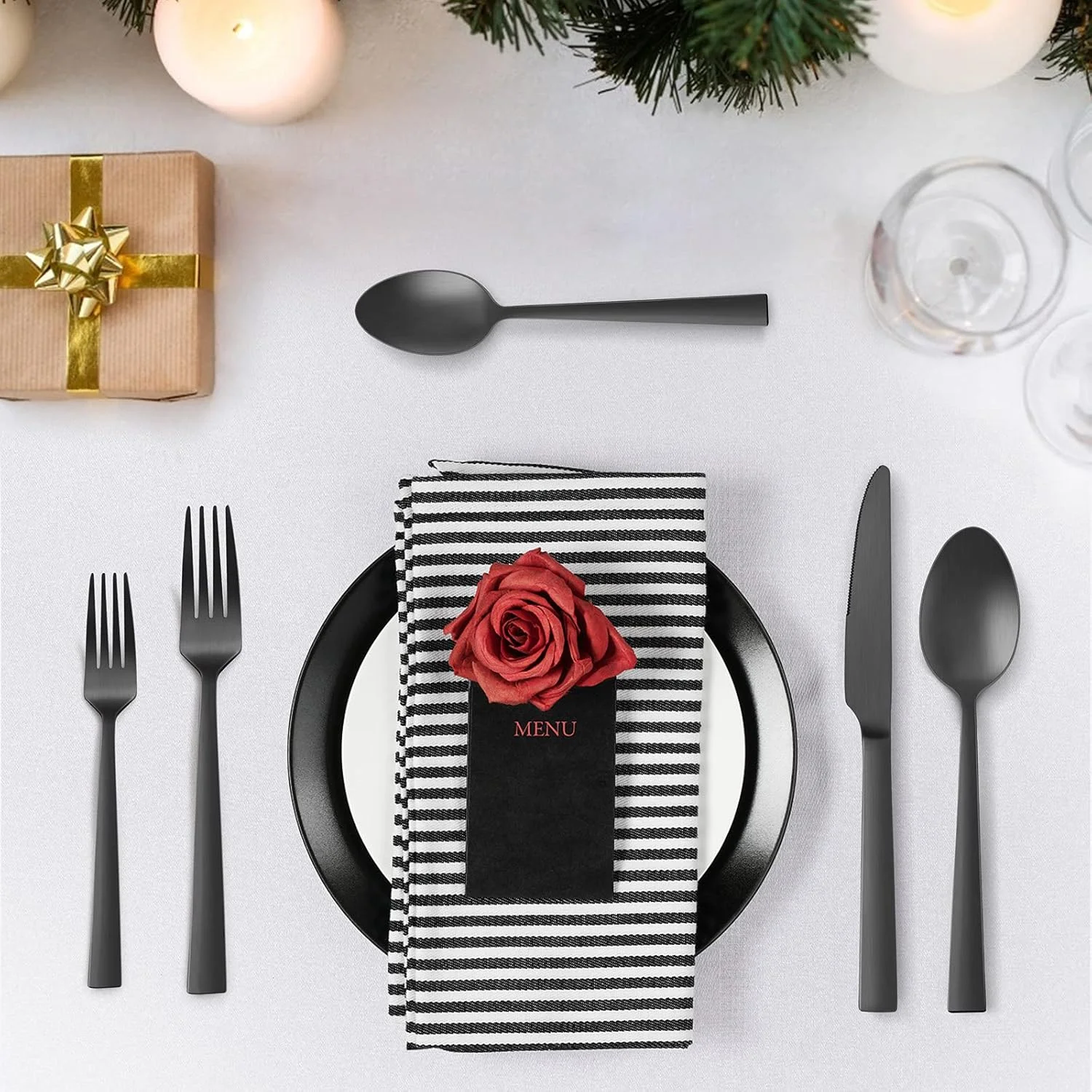 ست столовых приборов مشکی مات E-far، 20 تکه، سرویس столовых приборов استیل ضد زنگ برای 4 نفر، столовых приборов فلزی شامل چنگال/قاشق/چاقو، لبه مربعی و قابل شستشو در ماشین ظرفشویی ست столовых приборов مشکی مات E-far، 20 تکه، سرویس столовых приборов استیل ضد زنگ برای 4 نفر، столовых приборов فلزی شامل چنگال/قاشق/چاقو، لبه مربعی و قابل شستشو در ماشین ظرفشویی