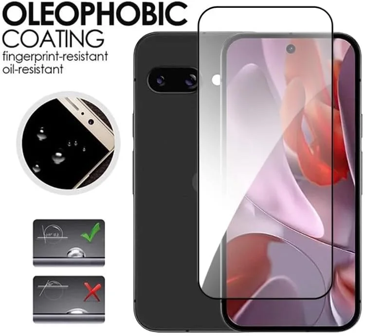 محافظ صفحه نمایش Gruattreay سازگار با Google Pixel 9a، [2 عدد] شیشه حرارت دیده + [2 عدد] محافظ لنز دوربین، سختی 9H HD ضد خش