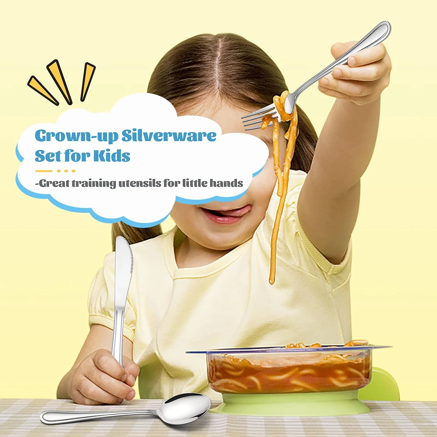 ست столовых приборов 12 تکه E-far برای کودکان، столовых приборов استیل ضد زنگ ایمن برای کودکان پیش دبستانی/کودکان، شامل 4 چنگال، 4 قاشق، 4 چاقو، ظاهری باریک شبیه بزرگسالان و اندازه کوچک، ضد زنگ و قابل شستشو در ماشین ظرفشویی ست столовых приборов 12 تکه E-far برای کودکان، столовых приборов استیل ضد زنگ ایمن برای کودکان پیش دبستانی/کودکان، شامل 4 چنگال، 4 قاشق، 4 چاقو، ظاهری باریک شبیه بزرگسالان و اندازه کوچک، ضد زنگ و قابل شستشو در ماشین ظرفشویی