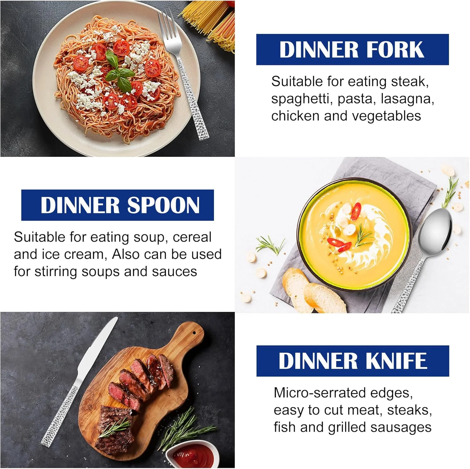 ست قاشق، چنگال و چاقو 12 پارچه چکشی E-far، ست نقره ای برای 4 نفر، ست کارد و چنگال استیل ضد زنگ مربعی برای آشپزخانه منزل رستوران، پرداخت آینه ای و قابل شستشو در ماشین ظرفشویی ست قاشق، چنگال و چاقو 12 پارچه چکشی E-far، ست نقره ای برای 4 نفر، ست کارد و چنگال استیل ضد زنگ مربعی برای آشپزخانه منزل رستوران، پرداخت آینه ای و قابل شستشو در ماشین ظرفشویی