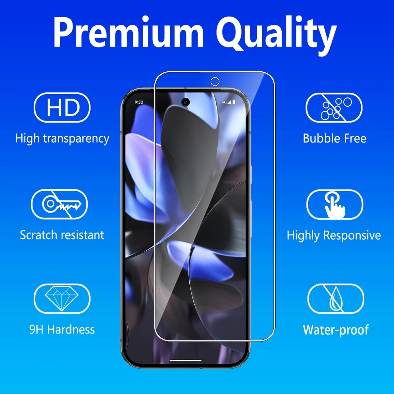 محافظ صفحه نمایش شیشه ای حرارت دیده Dlxiks بسته 3+3 برای Google Pixel 9 Pro، بسته 3 عددی محافظ صفحه نمایش با 3 محافظ دوربین، سختی 9H، ضد خش، محافظ صفحه نمایش HD شفاف برای گوگل