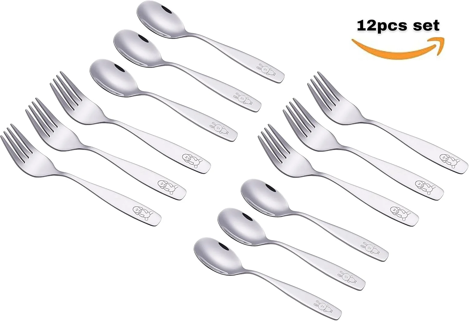 ست столовых приборов 12 تکه استیل ضد زنگ Exzact برای کودکان - 6 عدد چنگال و 6 عدد قاشق - لوازم غذاخوری/ столовых приборов برای کودکان نوپا - حکاکی سگ و خرگوش ست столовых приборов 12 تکه استیل ضد زنگ Exzact برای کودکان - 6 عدد چنگال و 6 عدد قاشق - لوازم غذاخوری/ столовых приборов برای کودکان نوپا - حکاکی سگ و خرگوش