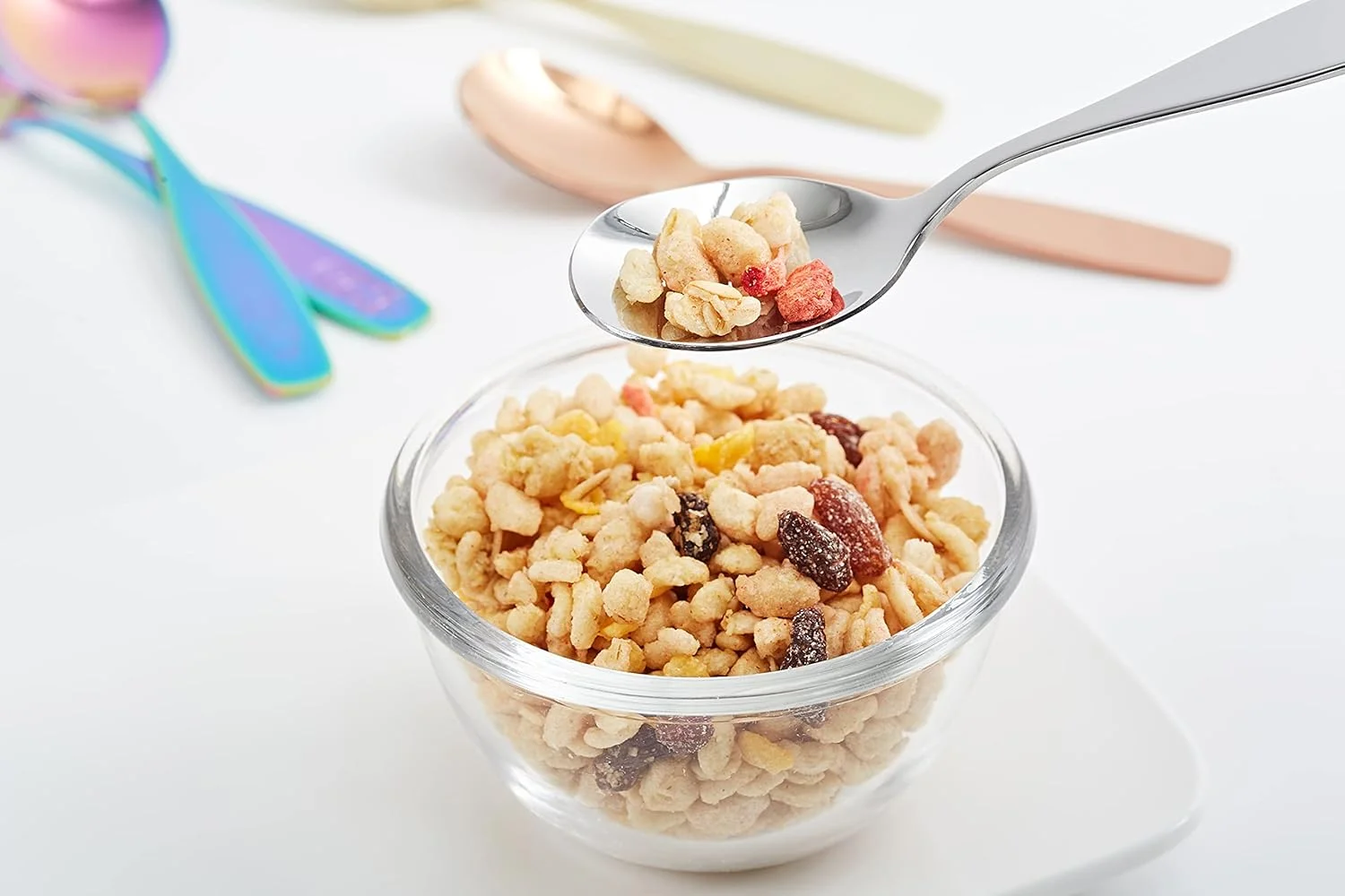 ست قاشق و چنگال استیل 6 تکه کودکانه Exzact / ست چنگال و قاشق کودک / لوازم غذاخوری کودک - 3 عدد چنگال، 3 عدد قاشق غذاخوری - طرح سگ و خرگوش