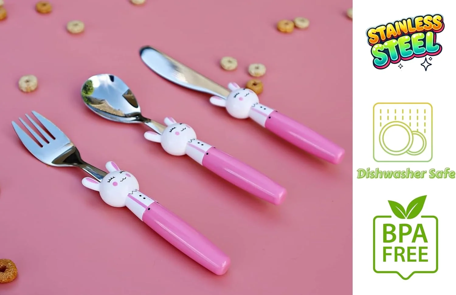 ست столовых приборов استیل 6 تکه کودکانه Exzact / столовых приборов کودک / столовых приборов کودک نوپا / столовых приборов - 2 عدد چنگال، 2 عدد چاقوی شام ایمن، 2 عدد قاشق شام (خرگوش X 6) ست столовых приборов استیل 6 تکه کودکانه Exzact / столовых приборов کودک / столовых приборов کودک نوپا / столовых приборов - 2 عدد چنگال، 2 عدد چاقوی شام ایمن، 2 عدد قاشق شام (خرگوش X 6)