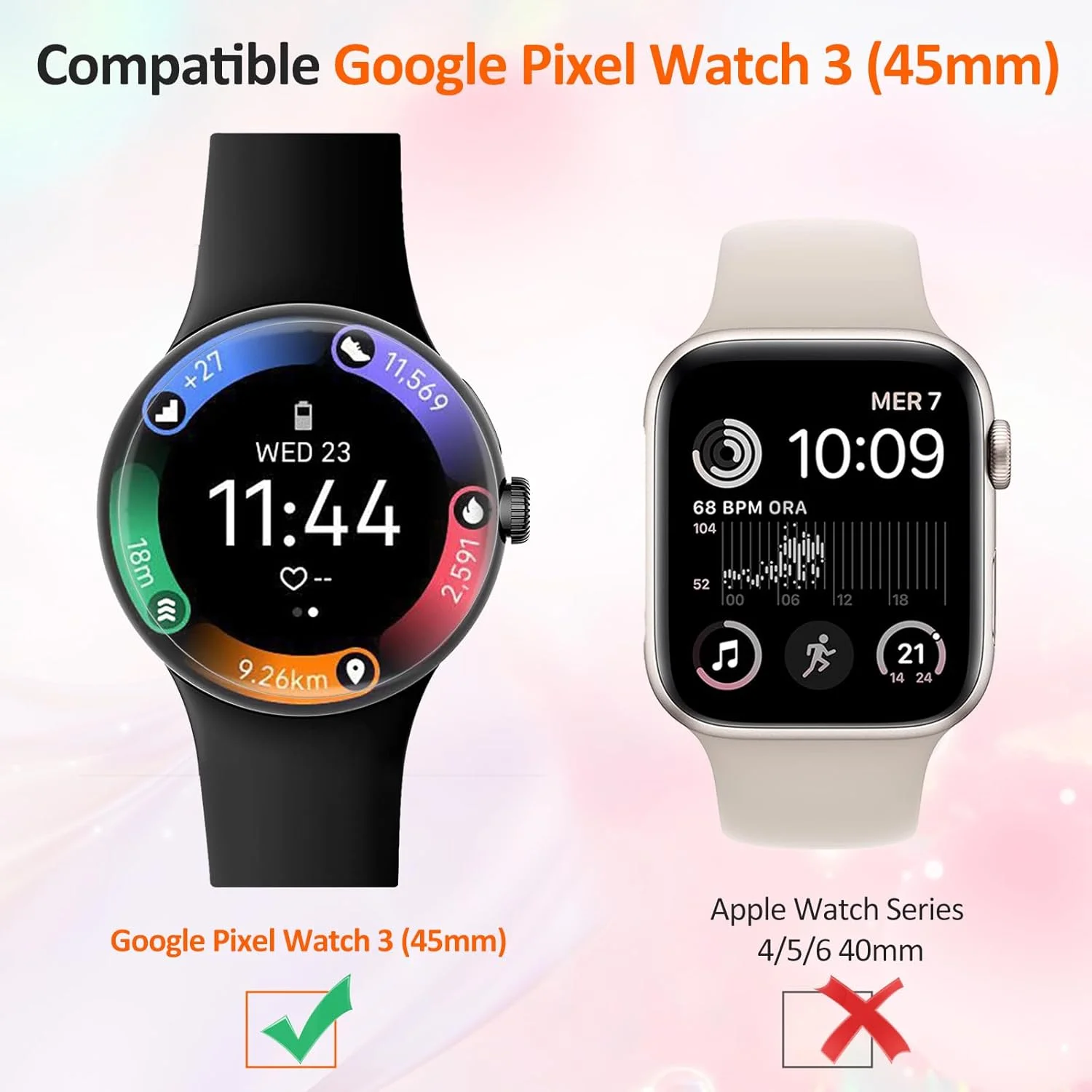 بسته 4 عددی محافظ صفحه نمایش TPU شیشه ای برای Google Pixel Watch 3 45 mm، محافظ صفحه نمایش شیشه ای سخت با درجه سختی 9H، شیشه محافظ حساس با وضوح بالا و بدون حباب برای Watch 3 45 mm
