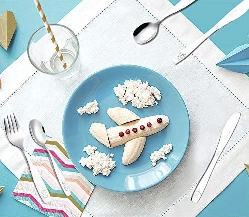 ست قاشق و چنگال استیل 6 تکه کودکانه Exzact / ست چنگال و قاشق کودک / لوازم غذاخوری کودک - 3 عدد چنگال، 3 عدد قاشق غذاخوری - طرح سگ و خرگوش