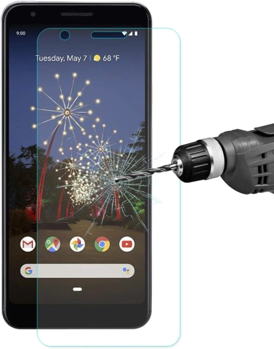 محافظ صفحه نمایش شیشه ای حرارت دیده ZCLINXHEFSDSS برای گوشی هوشمند Google Pixel 3A XL، ضخامت 0.26 میلی متر، سختی 9H، لبه منحنی 2.5D، محافظ LCD