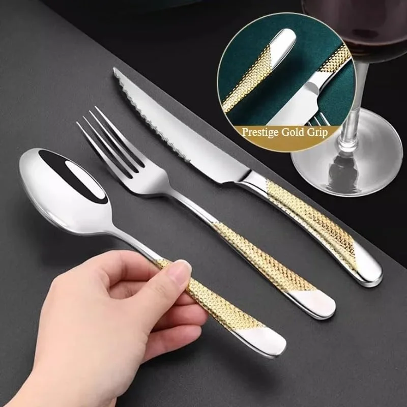 استلار شاپ ست کارد و چنگال 4 تکه لوازم غذاخوری آشپزخانه ست کارد و چنگال استیل ظروف لوکس چاقو قاشق چنگال ست شام غربی طلایی استلار شاپ ست کارد و چنگال 4 تکه لوازم غذاخوری آشپزخانه ست کارد و چنگال استیل ظروف لوکس چاقو قاشق چنگال ست شام غربی طلایی