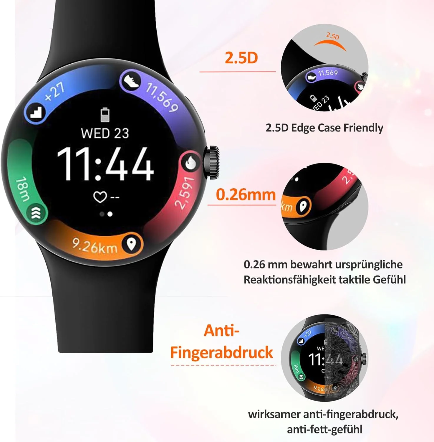 بسته 4 عددی محافظ صفحه نمایش TPU شیشه ای برای Google Pixel Watch 3 45 mm، محافظ صفحه نمایش شیشه ای سخت با درجه سختی 9H، شیشه محافظ حساس با وضوح بالا و بدون حباب برای Watch 3 45 mm