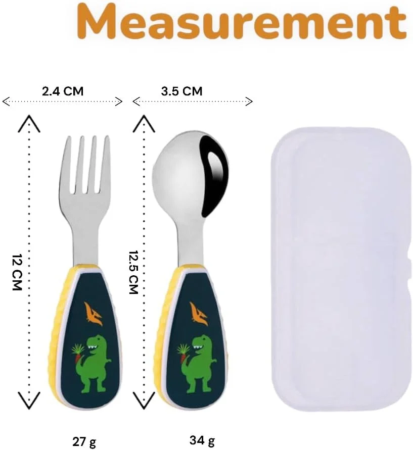 ست قاشق و چنگال کودکانه استیل ضد زنگ 304 Doodle Kiddo با جعبه - قاشق و چنگال مناسب جعبه ناهار مدرسه، لبه های گرد، تمیز کردن آسان، مناسب مسافرت (دایناسور) ست قاشق و چنگال کودکانه استیل ضد زنگ 304 Doodle Kiddo با جعبه - قاشق و چنگال مناسب جعبه ناهار مدرسه، لبه های گرد، تمیز کردن آسان، مناسب مسافرت (دایناسور)