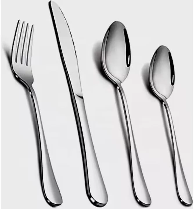 ست قاشق و چنگال 4 تکه استیل ضد زنگ لوکس مناسب عروسی، کارد و چنگال نقره ای مات با دسته تخت ست قاشق و چنگال 4 تکه استیل ضد زنگ لوکس مناسب عروسی، کارد و چنگال نقره ای مات با دسته تخت