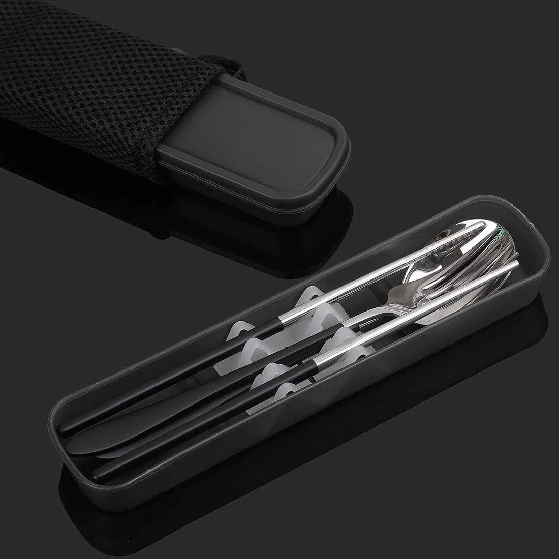 ست کارد و چنگال مسافرتی قابل حمل و استفاده مجدد Diagtree، ست کارد و چنگال استیل ضد زنگ قابل حمل برای کمپینگ، شامل چنگال، قاشق، چاپستیک با جعبه ست کارد و چنگال مسافرتی قابل حمل و استفاده مجدد Diagtree، ست کارد و چنگال استیل ضد زنگ قابل حمل برای کمپینگ، شامل چنگال، قاشق، چاپستیک با جعبه