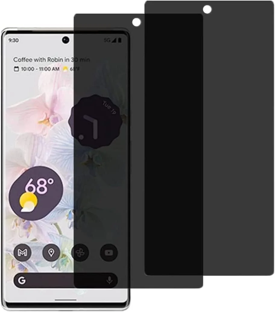 محافظ صفحه نمایش حریم خصوصی Fiokxie دو عددی برای گوگل پیکسل 7 - محافظ صفحه نمایش تمام صفحه، فیلم شیشه ای حرارت دیده سه بعدی، سختی 9H محافظ شیشه ای حرارت دیده ضد جاسوسی