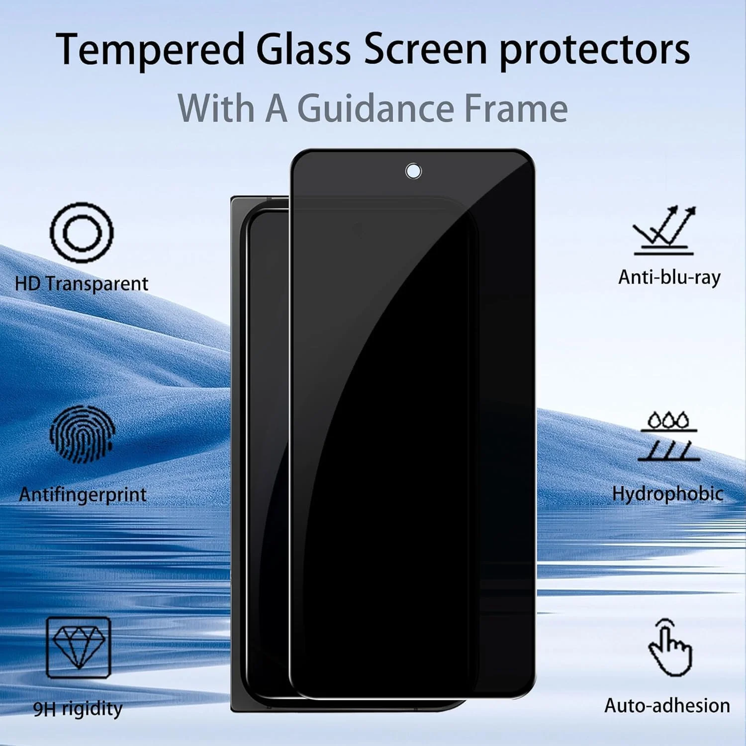 محافظ صفحه نمایش حریم خصوصی Gruattreay سازگار با Google Pixel 9 Pro Fold، [بسته 2 عددی] محافظ صفحه نمایش شیشه ای حرارت دیده ضد جاسوسی به همراه [بسته 2 عددی] محافظ لنز دوربین شیشه ای حرارت دیده سختی 9H
