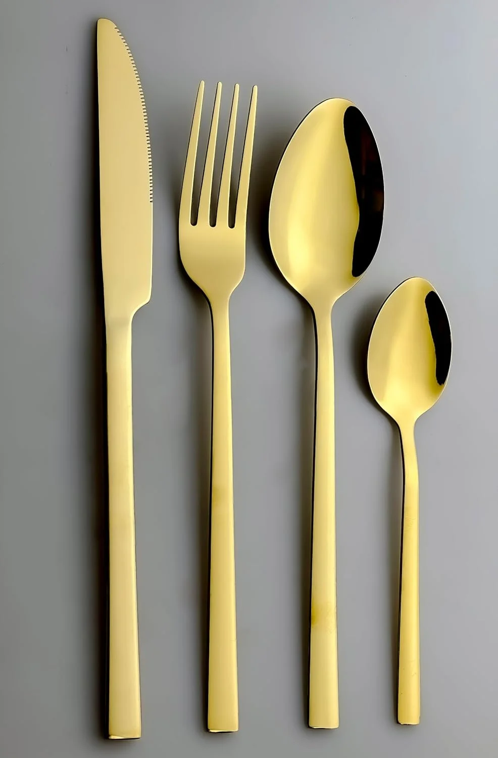 ست کارد و چنگال 16 پارچه استیل ضد زنگ Cuisine Art Ezra، طلایی براق || ست столовые приборы با ظرافت همیشگی برای هر مناسبت || قاشق، چنگال، چاقو ست کارد و چنگال 16 پارچه استیل ضد زنگ Cuisine Art Ezra، طلایی براق || ست столовые приборы با ظرافت همیشگی برای هر مناسبت || قاشق، چنگال، چاقو