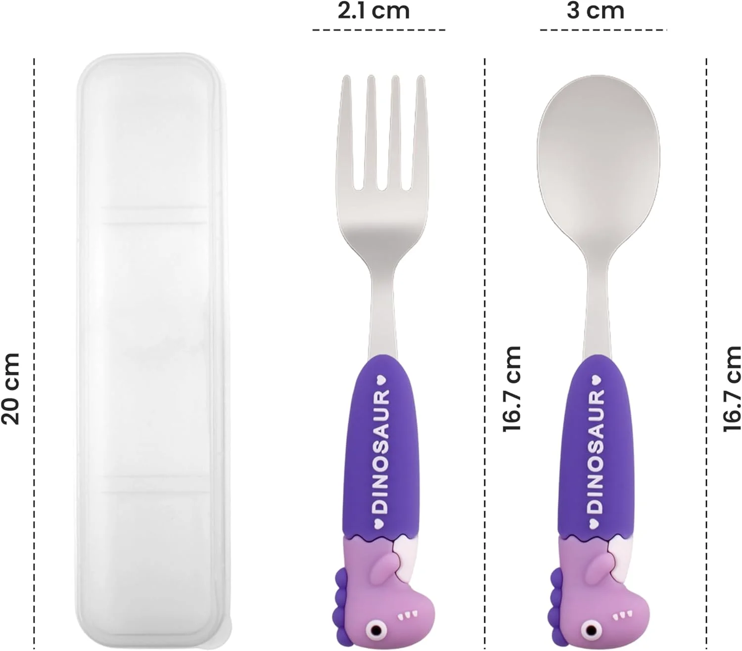 ست قاشق و چنگال استیل ضد زنگ کودک CRAVISTA با جعبه | قاشق و چنگال استیل برای کودکان | ظروف غذاخوری قابل حمل برای جعبه ناهار، مسافرت، پیک نیک | ست قاشق و چنگال کودک نوپا، طرح دایناسور (بنفش) ست قاشق و چنگال استیل ضد زنگ کودک CRAVISTA با جعبه | قاشق و چنگال استیل برای کودکان | ظروف غذاخوری قابل حمل برای جعبه ناهار، مسافرت، پیک نیک | ست قاشق و چنگال کودک نوپا، طرح دایناسور (بنفش)