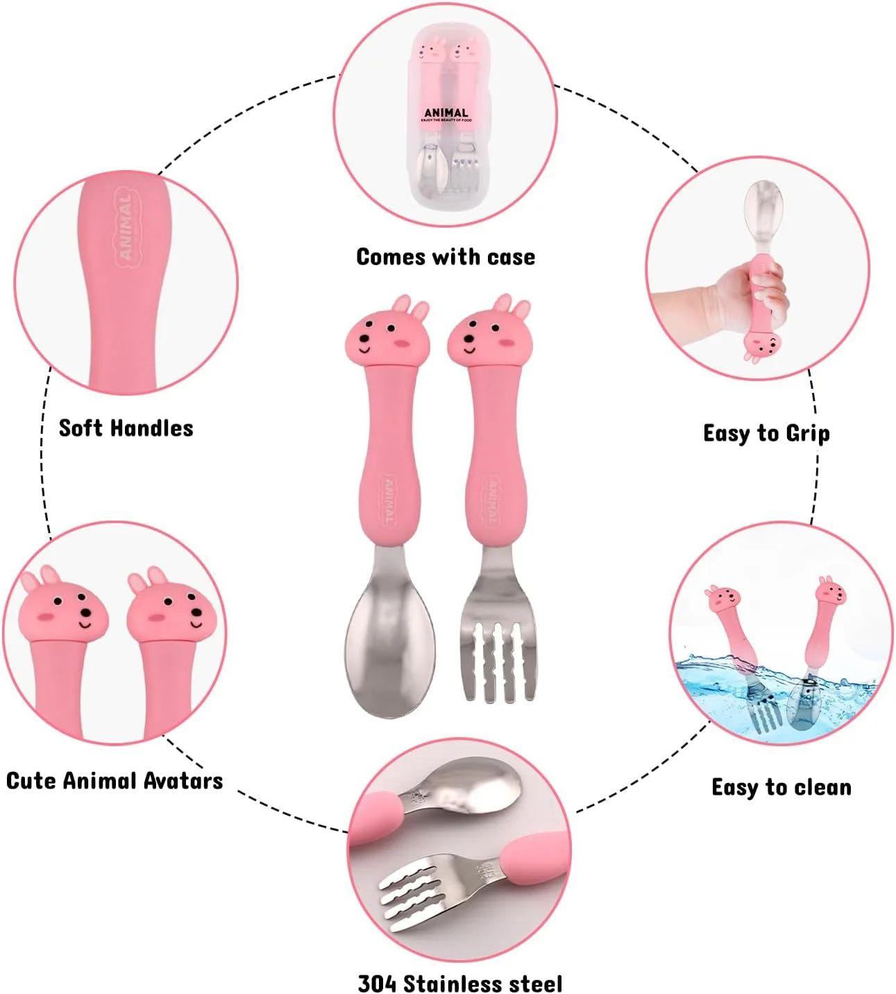 ست قاشق و چنگال استیل ضد زنگ کودک CRAVISTA به همراه جعبه | وسایل غذاخوری کودک بدون BPA | قاشق و چنگال فلزی صورتی مناسب جعبه غذا | کارد و چنگال زیبا با جعبه قابل حمل | هدیه برای دختران و پسران ست قاشق و چنگال استیل ضد زنگ کودک CRAVISTA به همراه جعبه | وسایل غذاخوری کودک بدون BPA | قاشق و چنگال فلزی صورتی مناسب جعبه غذا | کارد و چنگال زیبا با جعبه قابل حمل | هدیه برای دختران و پسران