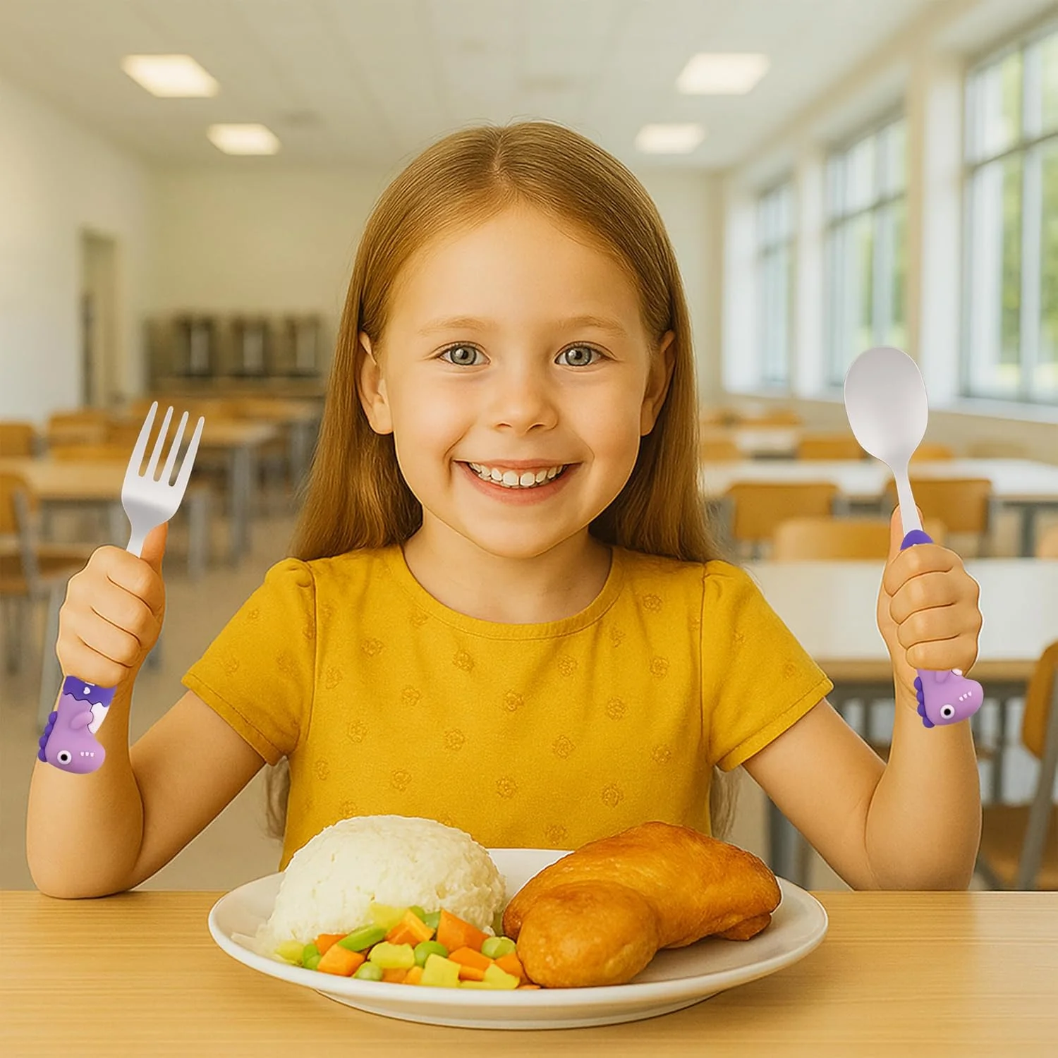 ست قاشق و چنگال استیل ضد زنگ کودک CRAVISTA با جعبه | قاشق و چنگال استیل برای کودکان | ظروف غذاخوری قابل حمل برای جعبه ناهار، مسافرت، پیک نیک | ست قاشق و چنگال کودک نوپا، طرح دایناسور (بنفش) ست قاشق و چنگال استیل ضد زنگ کودک CRAVISTA با جعبه | قاشق و چنگال استیل برای کودکان | ظروف غذاخوری قابل حمل برای جعبه ناهار، مسافرت، پیک نیک | ست قاشق و چنگال کودک نوپا، طرح دایناسور (بنفش)