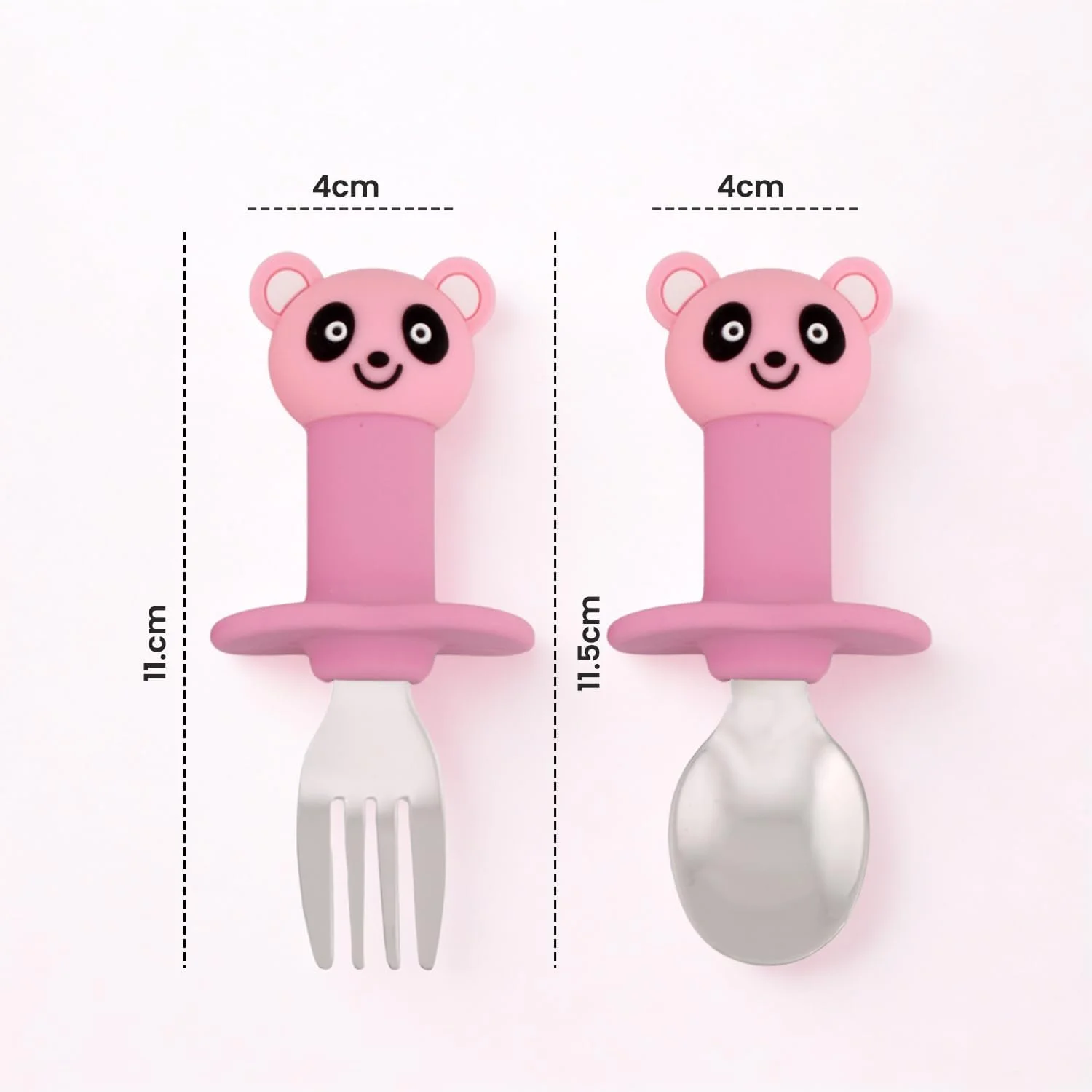 ست قاشق و چنگال کودک CRAVISTA با قاشق و چنگال استیل ضد زنگ | ست قاشق و چنگال کودک سیلیکونی بدون BPA، ست کارد و چنگال صورتی برای جعبه ناهار مدرسه، مسافرت | وسایل غذاخوری کودک نوپا برای دختران، پسران