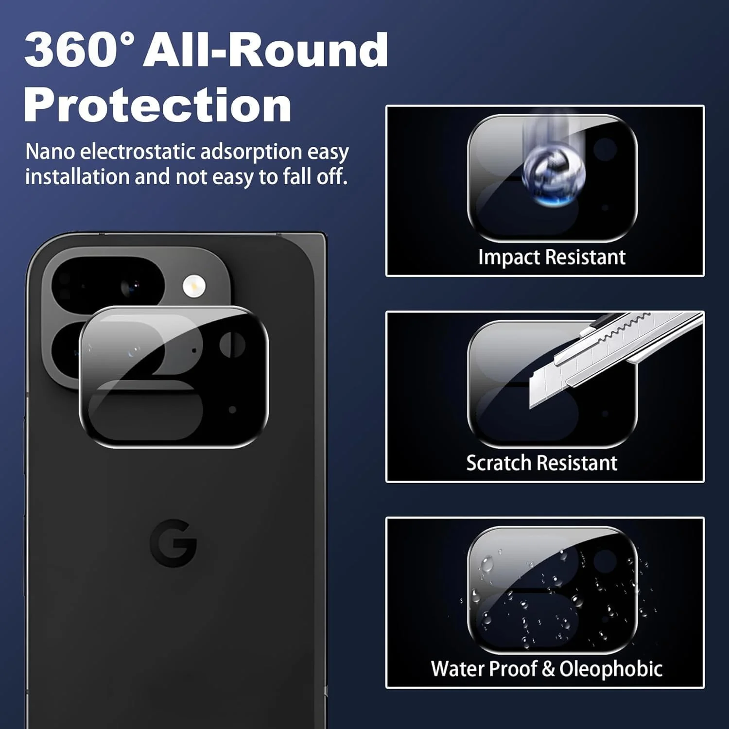 محافظ صفحه نمایش حریم خصوصی Gruattreay سازگار با Google Pixel 9 Pro Fold، [بسته 2 عددی] محافظ صفحه نمایش شیشه ای حرارت دیده ضد جاسوسی به همراه [بسته 2 عددی] محافظ لنز دوربین شیشه ای حرارت دیده سختی 9H