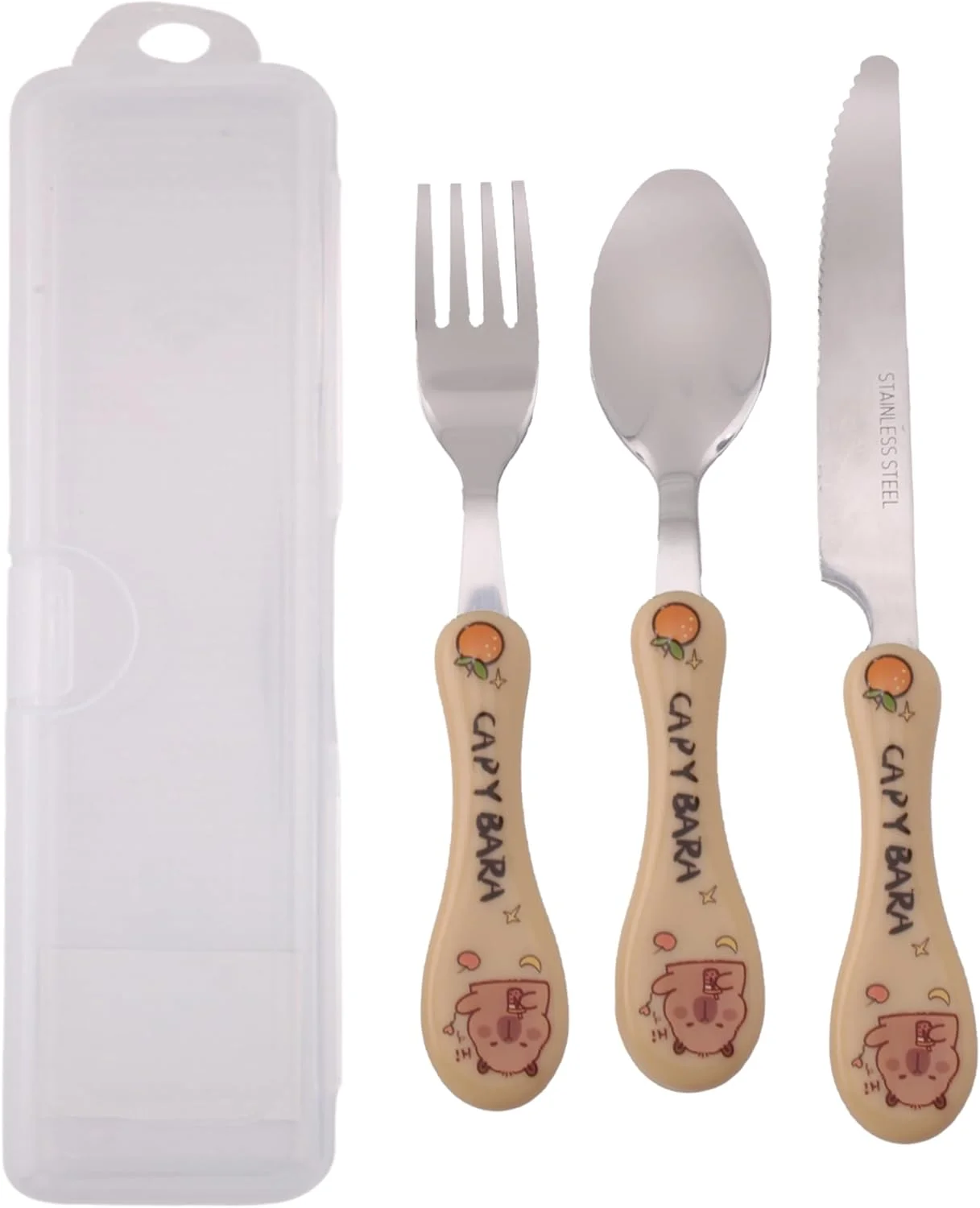ست قاشق، چنگال و چاقوی کودک CRAVISTA با جعبه - استیل ضد زنگ مناسب جعبه غذا - کارد و چنگال فلزی با جعبه قابل حمل برای مسافرت، پیک نیک، مدرسه