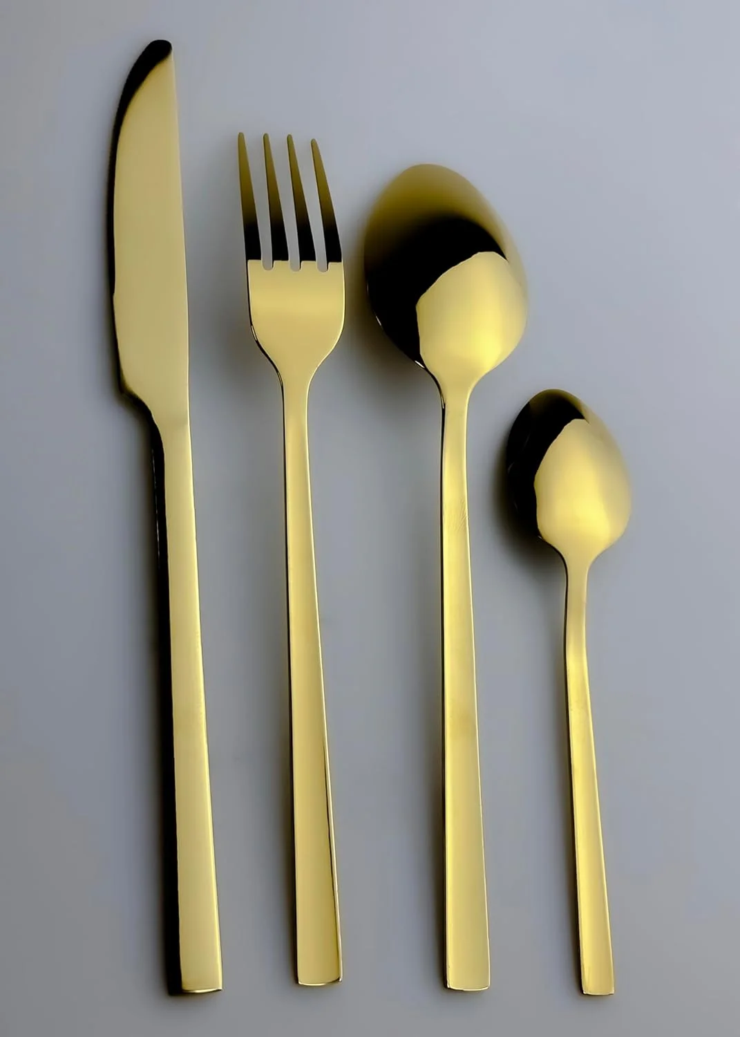 ست کارد و چنگال 16 پارچه استیل ضد زنگ Cuisine Art Ezra، طلایی براق || ست столовые приборы با ظرافت همیشگی برای هر مناسبت || قاشق، چنگال، چاقو ست کارد و چنگال 16 پارچه استیل ضد زنگ Cuisine Art Ezra، طلایی براق || ست столовые приборы با ظرافت همیشگی برای هر مناسبت || قاشق، چنگال، چاقو