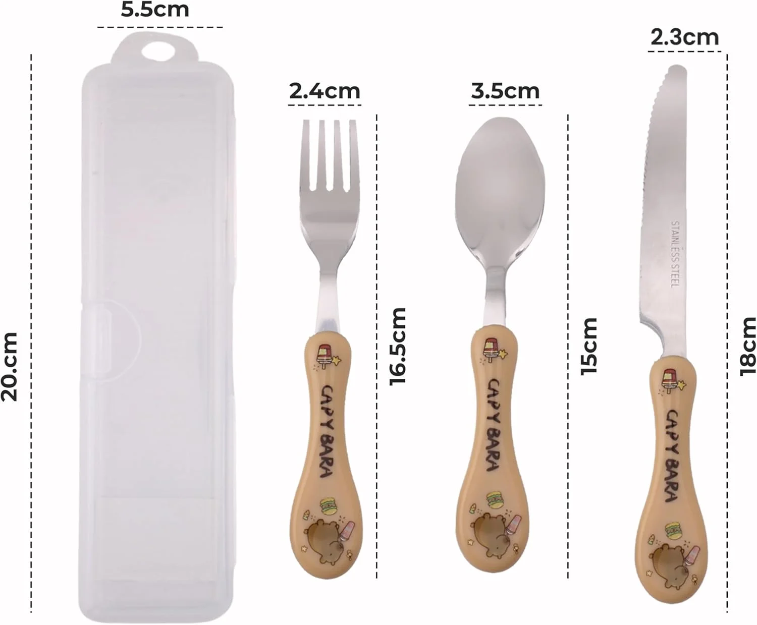 ست قاشق، چنگال و چاقوی کودک CRAVISTA با جعبه - استیل ضد زنگ مناسب جعبه غذا - کارد و چنگال فلزی با جعبه قابل حمل برای مسافرت، پیک نیک، مدرسه ست قاشق، چنگال و چاقوی کودک CRAVISTA با جعبه - استیل ضد زنگ مناسب جعبه غذا - کارد و چنگال فلزی با جعبه قابل حمل برای مسافرت، پیک نیک، مدرسه