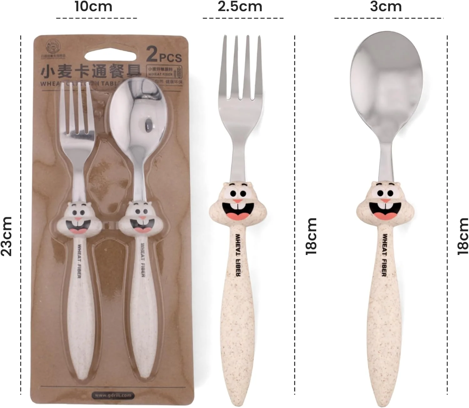 ست قاشق و چنگال کودک CRAVISTA، استیل ضد زنگ بدون BPA برای کودکان نوپا و بچه ها - سازگار با محیط زیست، با دستگیره آسان، ست کارد و چنگال کودک برای مدرسه، پیک نیک و مسافرت (بژ)