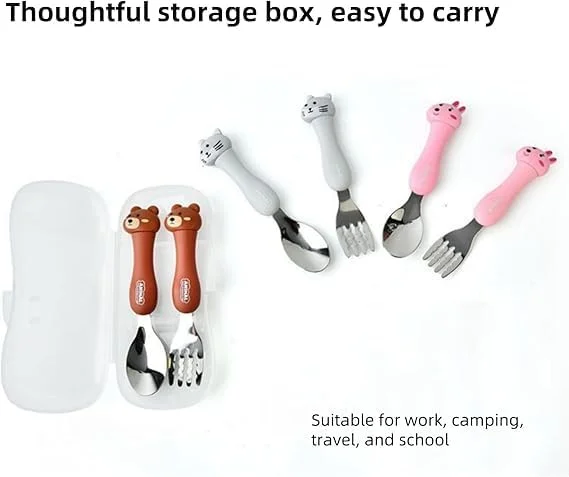 ست قاشق و چنگال کودکانه فَم با طرح حیوانات و جعبه - ست قاشق و چنگال استیل ضد زنگ برای کودکان به همراه جعبه پلاستیکی (طرح های متنوع) ست قاشق و چنگال کودکانه فَم با طرح حیوانات و جعبه - ست قاشق و چنگال استیل ضد زنگ برای کودکان به همراه جعبه پلاستیکی (طرح های متنوع)