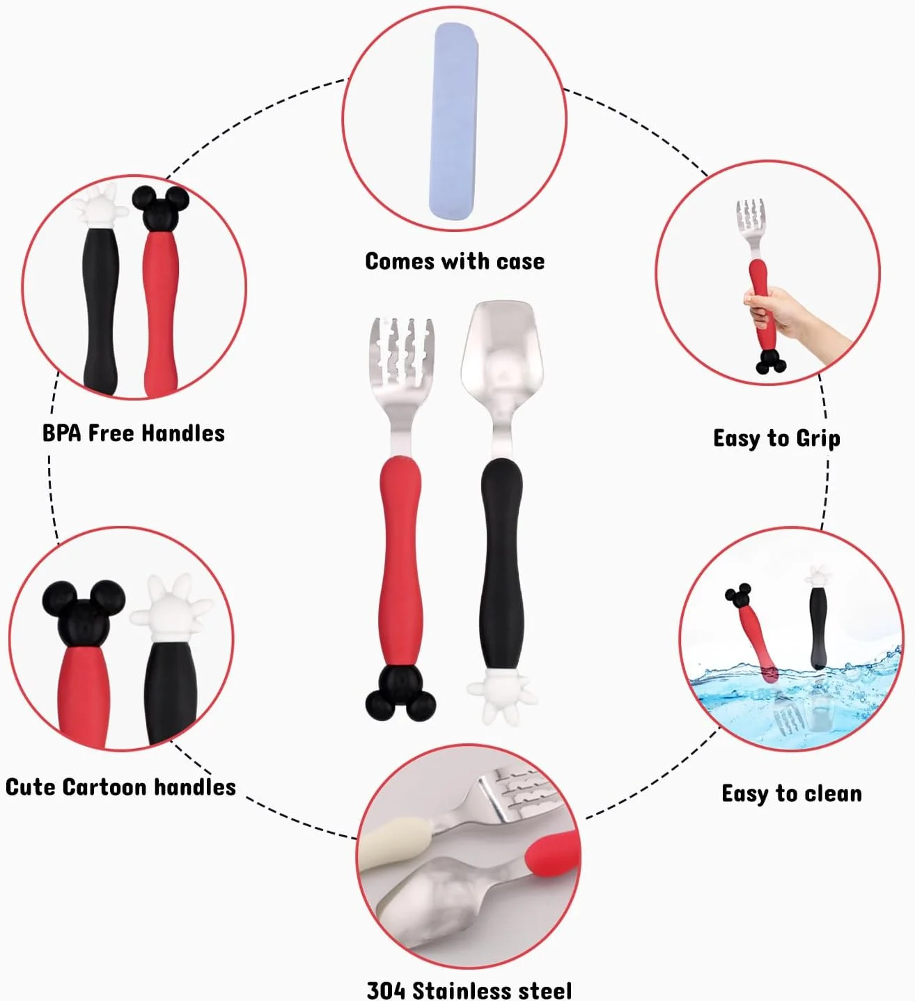 ست قاشق و چنگال استیل BrainGiggles با جعبه برای جعبه ناهار - قاشق و چنگال میکی موس، ست کارد و چنگال کودکانه با جعبه مسافرتی قابل حمل، ظروف غذاخوری کودک نوپا، کارد و چنگال کودکان برای پسران و دختران ست قاشق و چنگال استیل BrainGiggles با جعبه برای جعبه ناهار - قاشق و چنگال میکی موس، ست کارد و چنگال کودکانه با جعبه مسافرتی قابل حمل، ظروف غذاخوری کودک نوپا، کارد و چنگال کودکان برای پسران و دختران