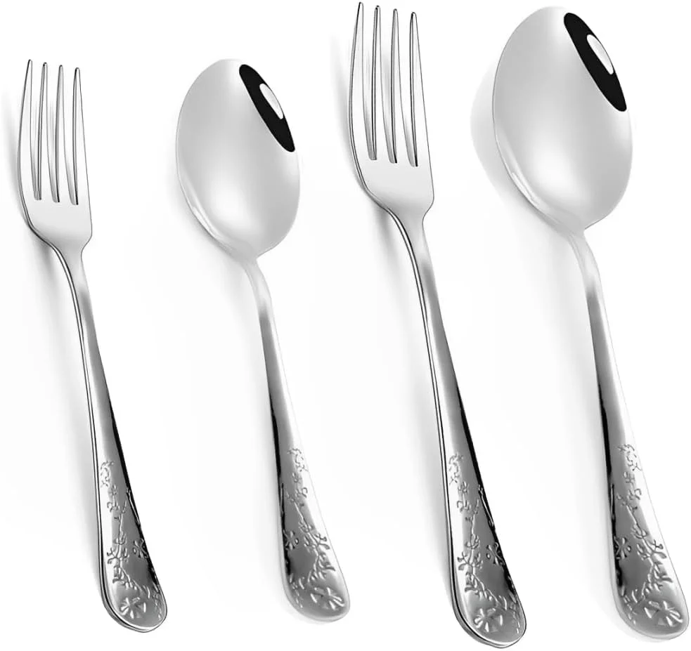 ست столовых приборов استیل ضد زنگ پریمیوم BLACKSTONE – ۱۶ تکه (۴ قاشق چای خوری، ۴ قاشق غذاخوری، ۴ چنگال چای خوری، ۴ چنگال غذاخوری) | پرداخت آینه ای