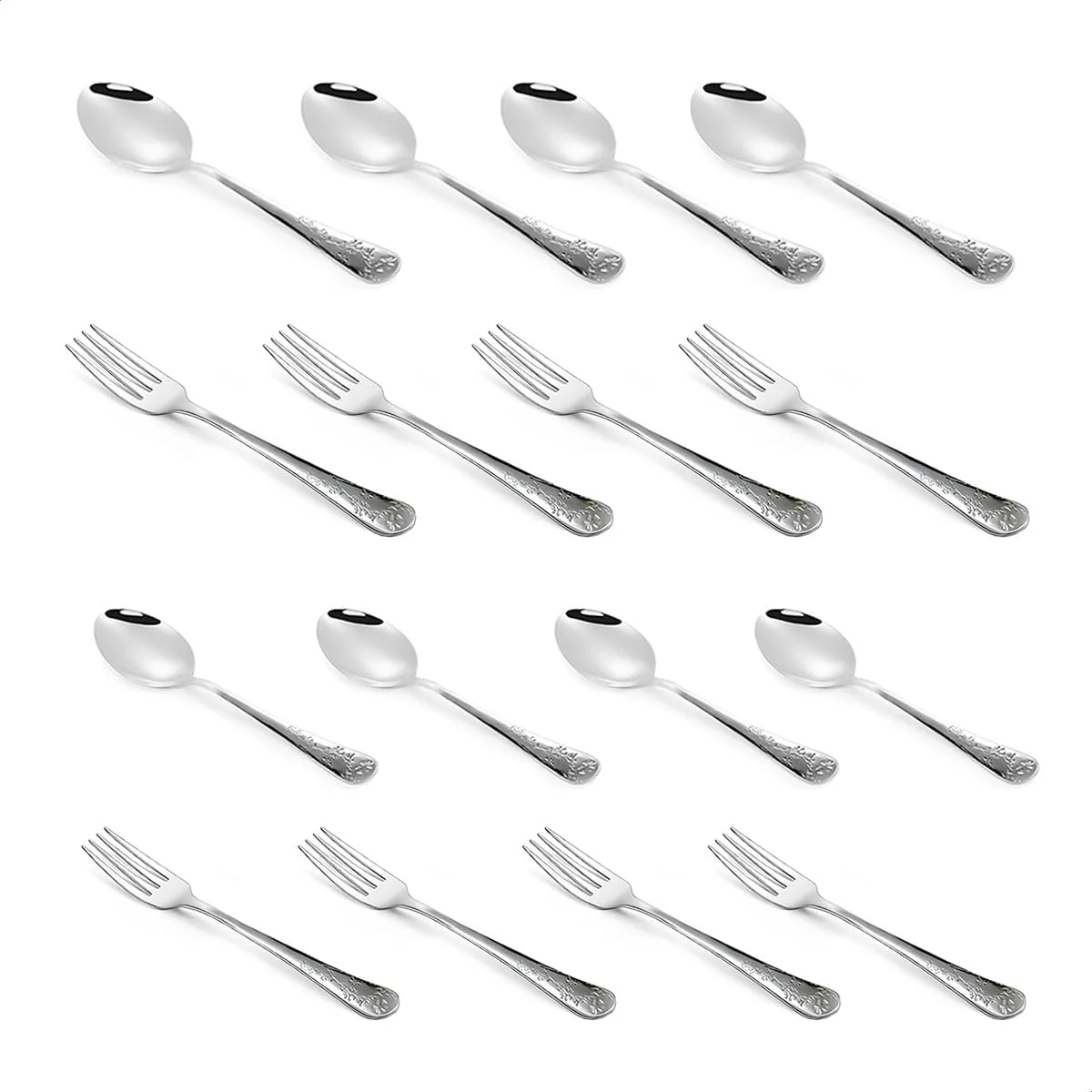 ست столовых приборов استیل ضد زنگ پریمیوم BLACKSTONE – ۱۶ تکه (۴ قاشق چای خوری، ۴ قاشق غذاخوری، ۴ چنگال چای خوری، ۴ چنگال غذاخوری) | پرداخت آینه ای