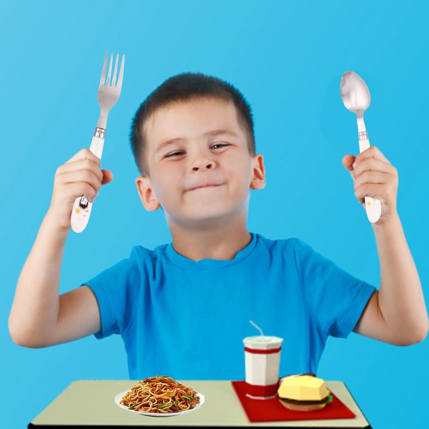 ست قاشق، چنگال و چاپستیک کودک BrainGiggles با جعبه، قاشق استیل ضد زنگ با لبه گرد و دسته نرم، ست کارد و چنگال با دسته های حکاکی شده با شخصیت های سرگرم کننده و ایمن BPA برای کودکان (بسته 1 عددی، آبی) ست قاشق، چنگال و چاپستیک کودک BrainGiggles با جعبه، قاشق استیل ضد زنگ با لبه گرد و دسته نرم، ست کارد و چنگال با دسته های حکاکی شده با شخصیت های سرگرم کننده و ایمن BPA برای کودکان (بسته 1 عددی، آبی)