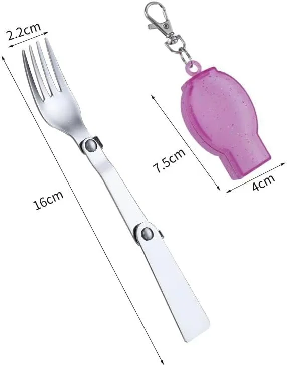 ست قاشق و چنگال تاشو BIGTHREE، ست قاشق و چنگال تاشو قابل حمل، قاشق و چنگال تاشو استیل ضد زنگ با دو جعبه نگهداری پلاستیکی برای مسافرت، کمپینگ، پیک نیک در فضای باز