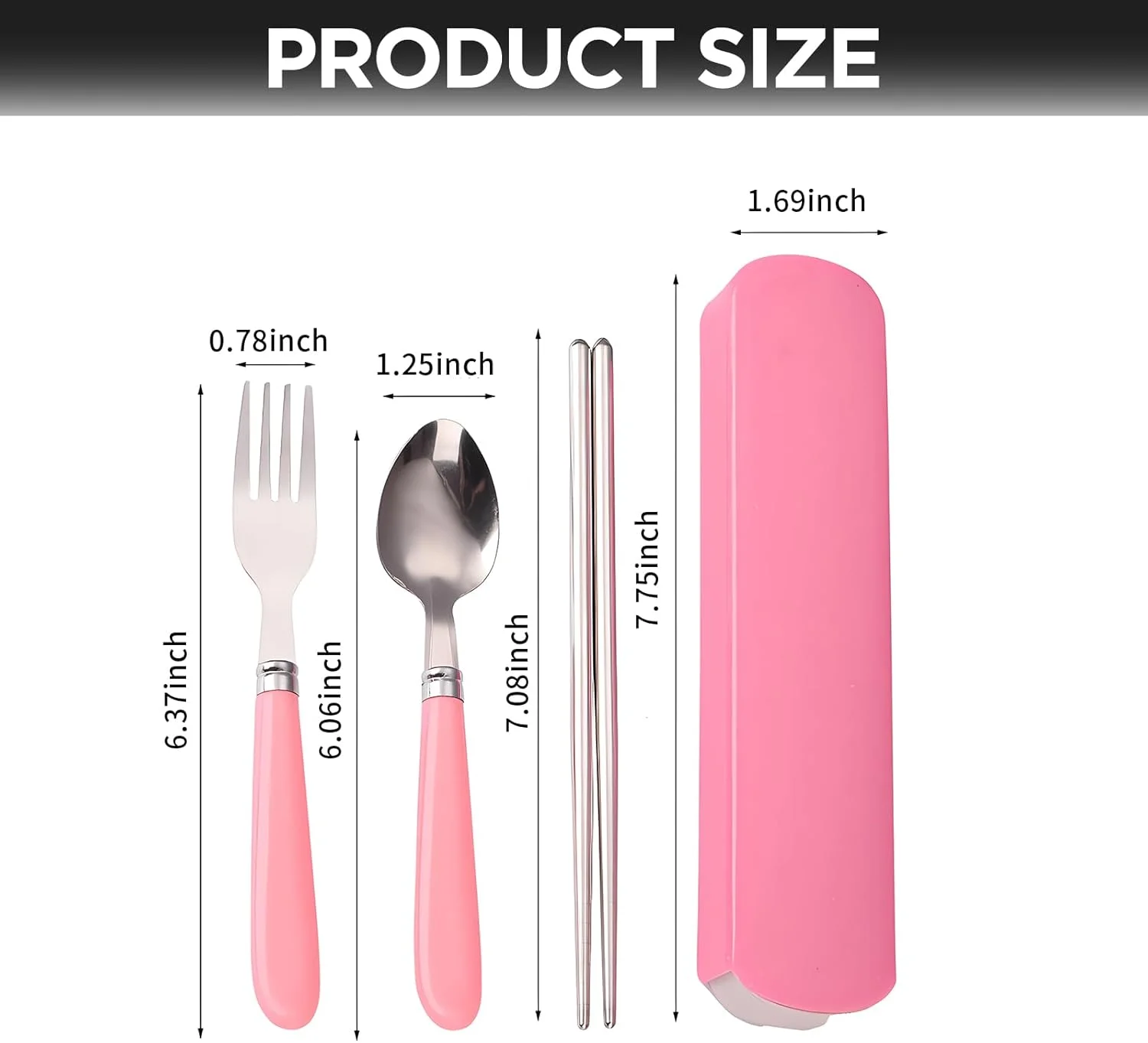 ست столовых приборов کودکانه فروشگاه Big Bargain شامل 3 ست چنگال و قاشق استیل ضد زنگ ایمن برای کودکان به همراه جعبه مسافرتی قابل حمل با دسته گرد مناسب جعبه ناهار به همراه ست столовых приборов