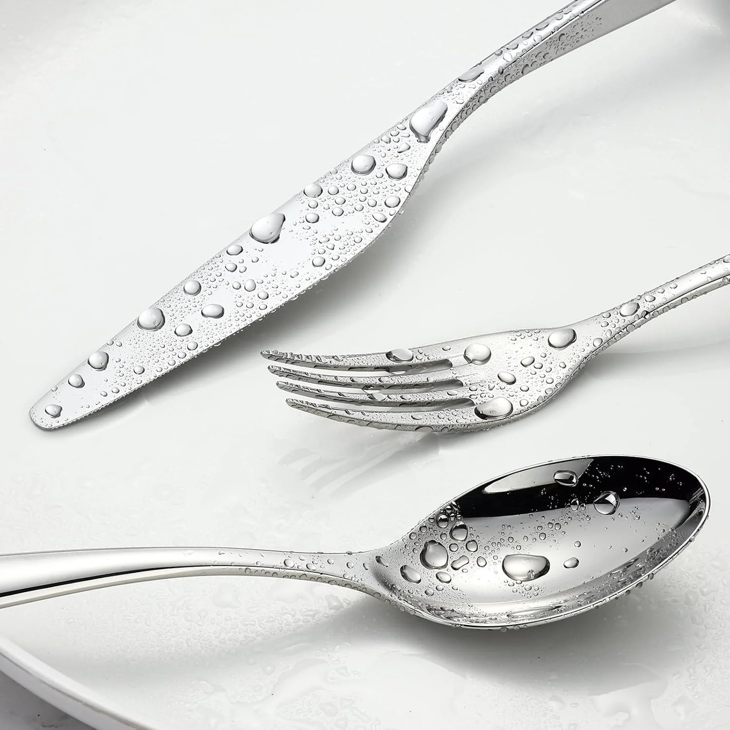 ست столовых приборов 5 تکه Azonee، ست столовых приборов استیل ضد زنگ 18-10، ست ظروف برای خانه و رستوران، شامل قاشق چنگال چاقوی ارتقا یافته، پرداخت آینه ای، قابل شستشو در ماشین ظرفشویی